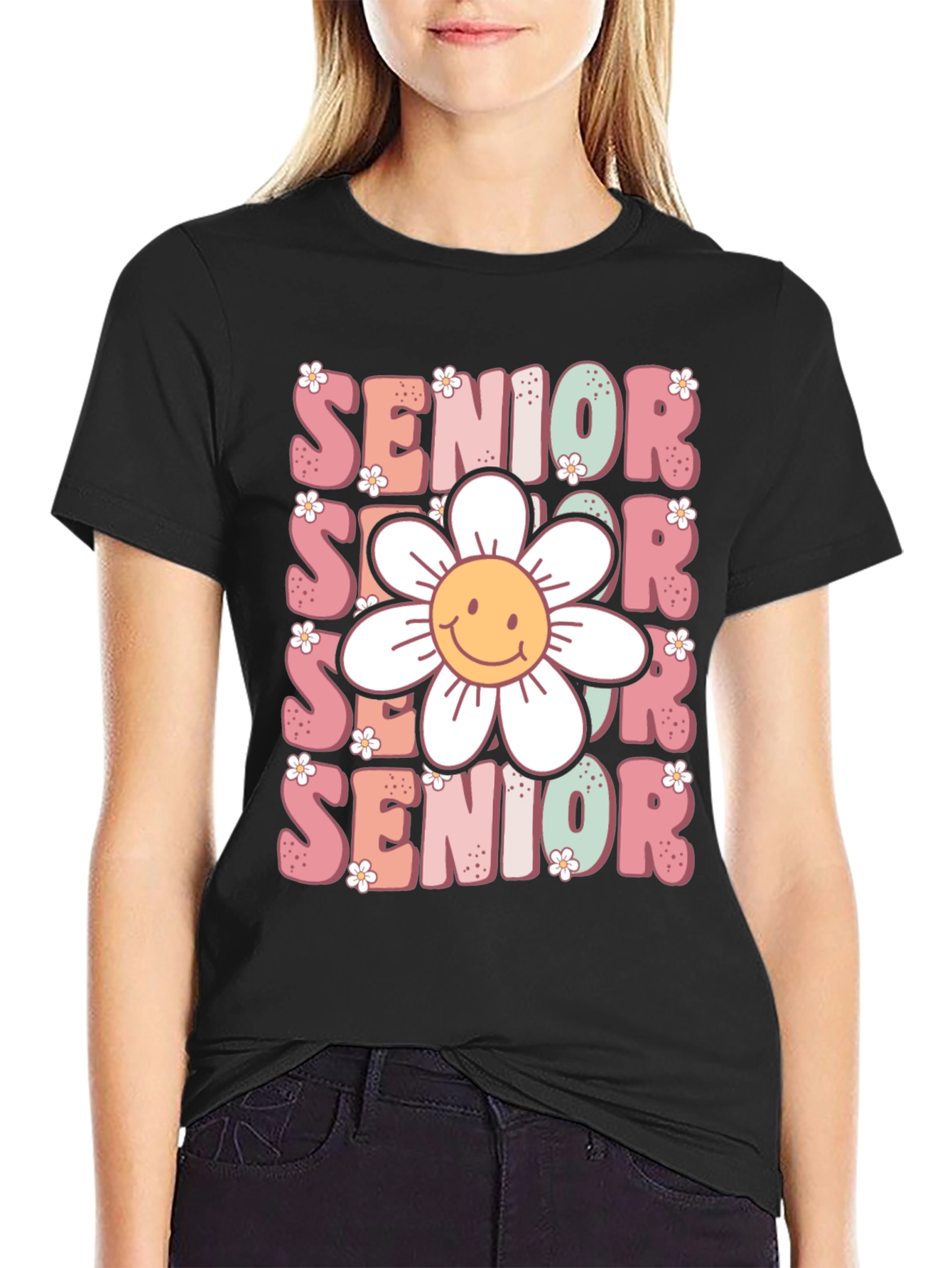 Black Senior Flower Graphic Tee view 2