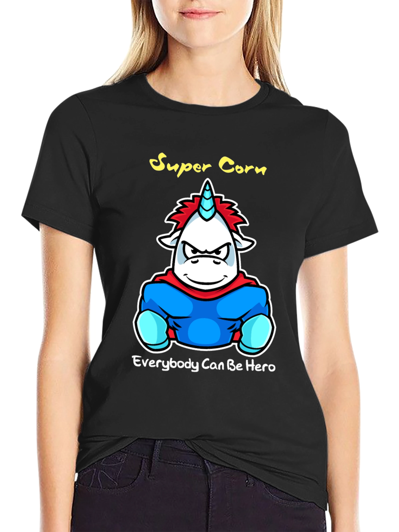 Black Super Corn Hero Graphic T-Shirt - Black view 2