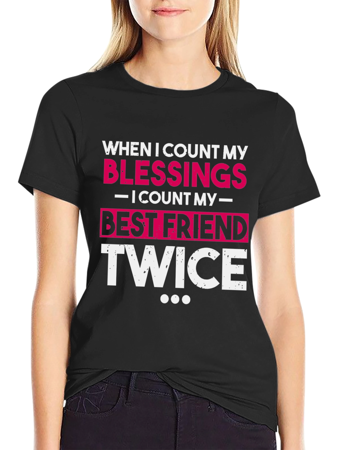 Black Blessings Best Friend T-Shirt - Soft Cotton Crew Neck Tee view 2