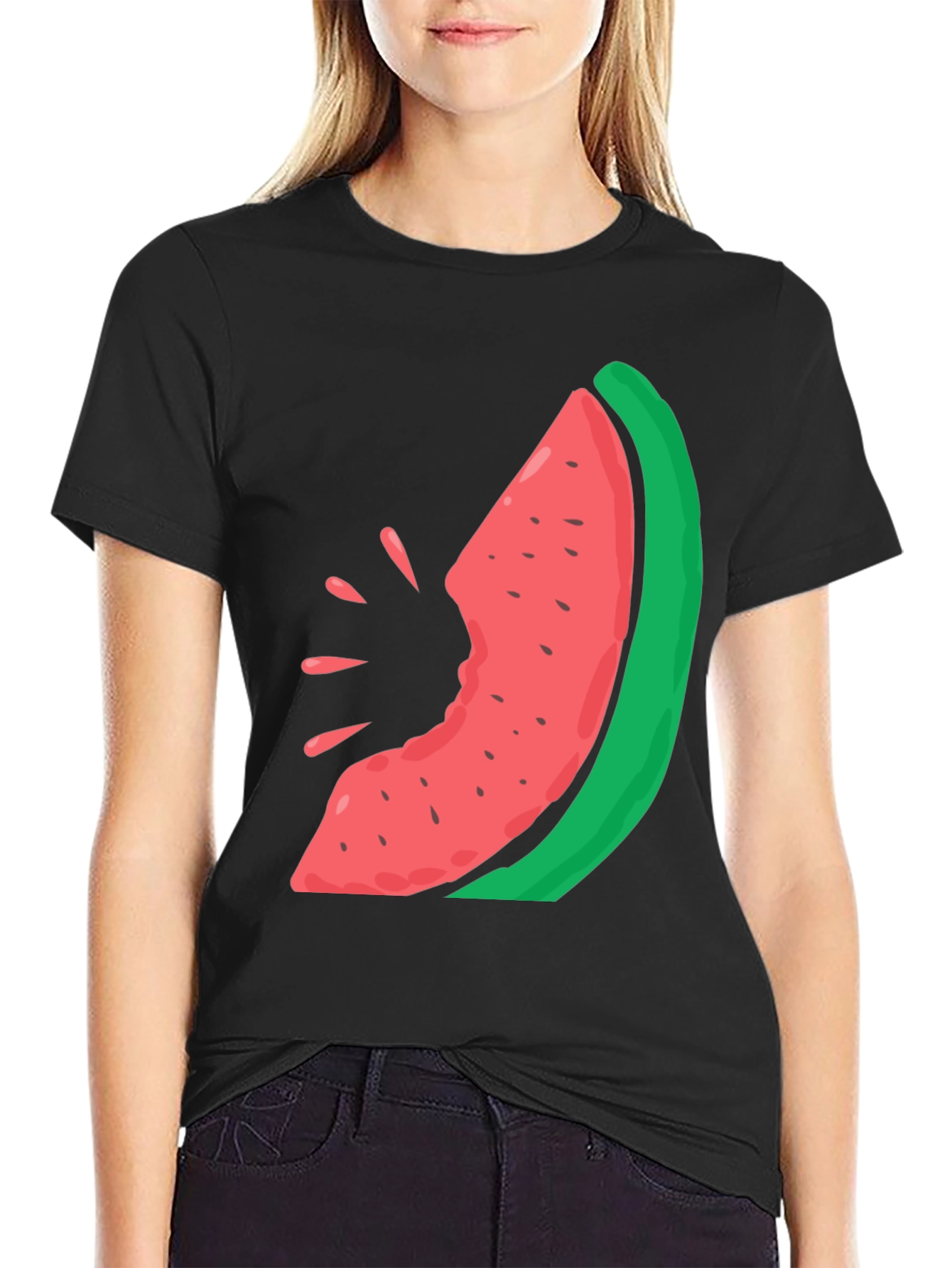 Black Watermelon Bite Graphic Tee - Casual Summer Style view 2