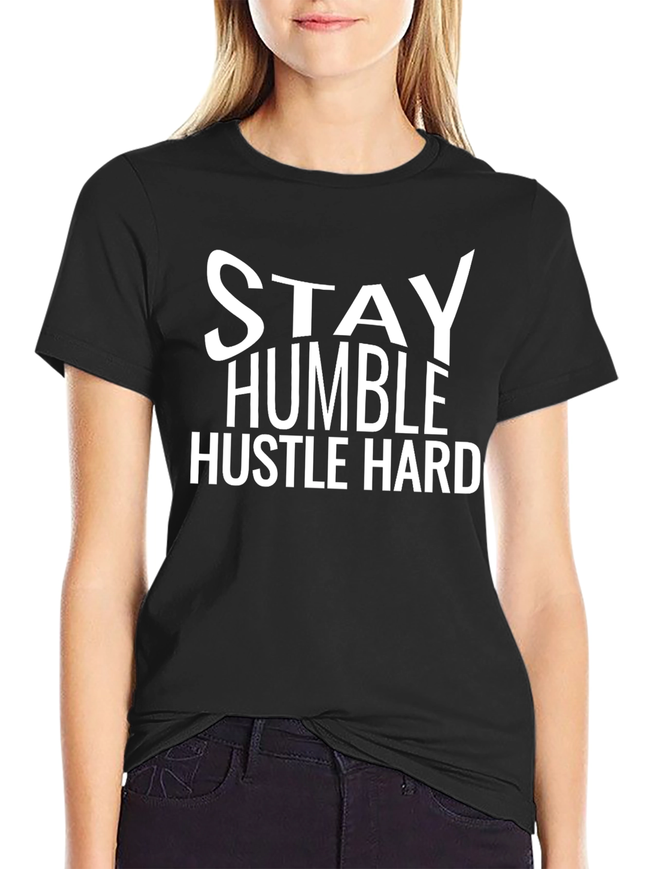 Black Stay Humble Hustle Hard Graphic Tee view 2