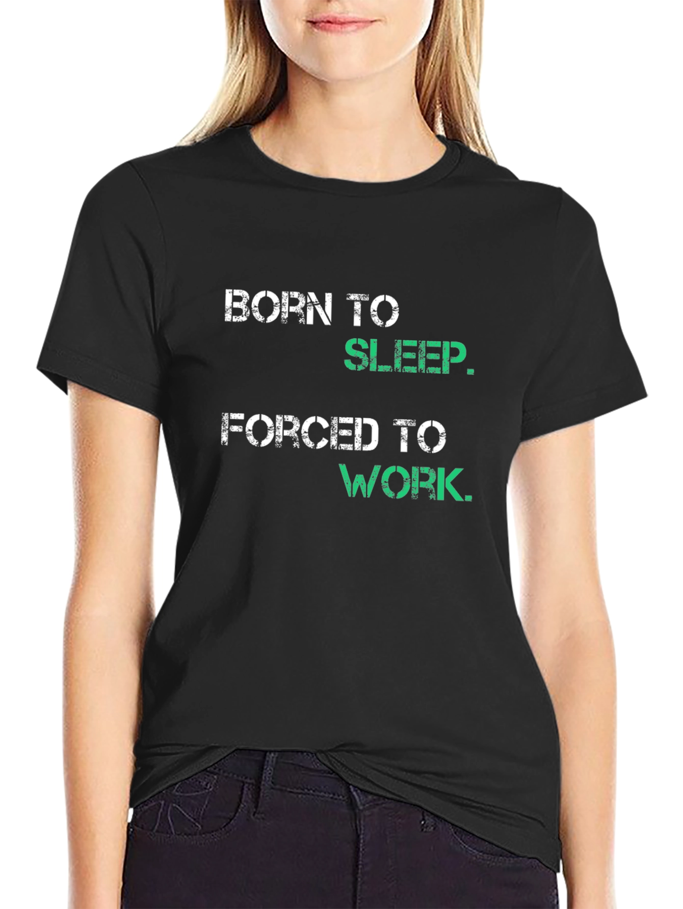 Black Born To Sleep T-Shirt - Funny Graphic Tee view 2