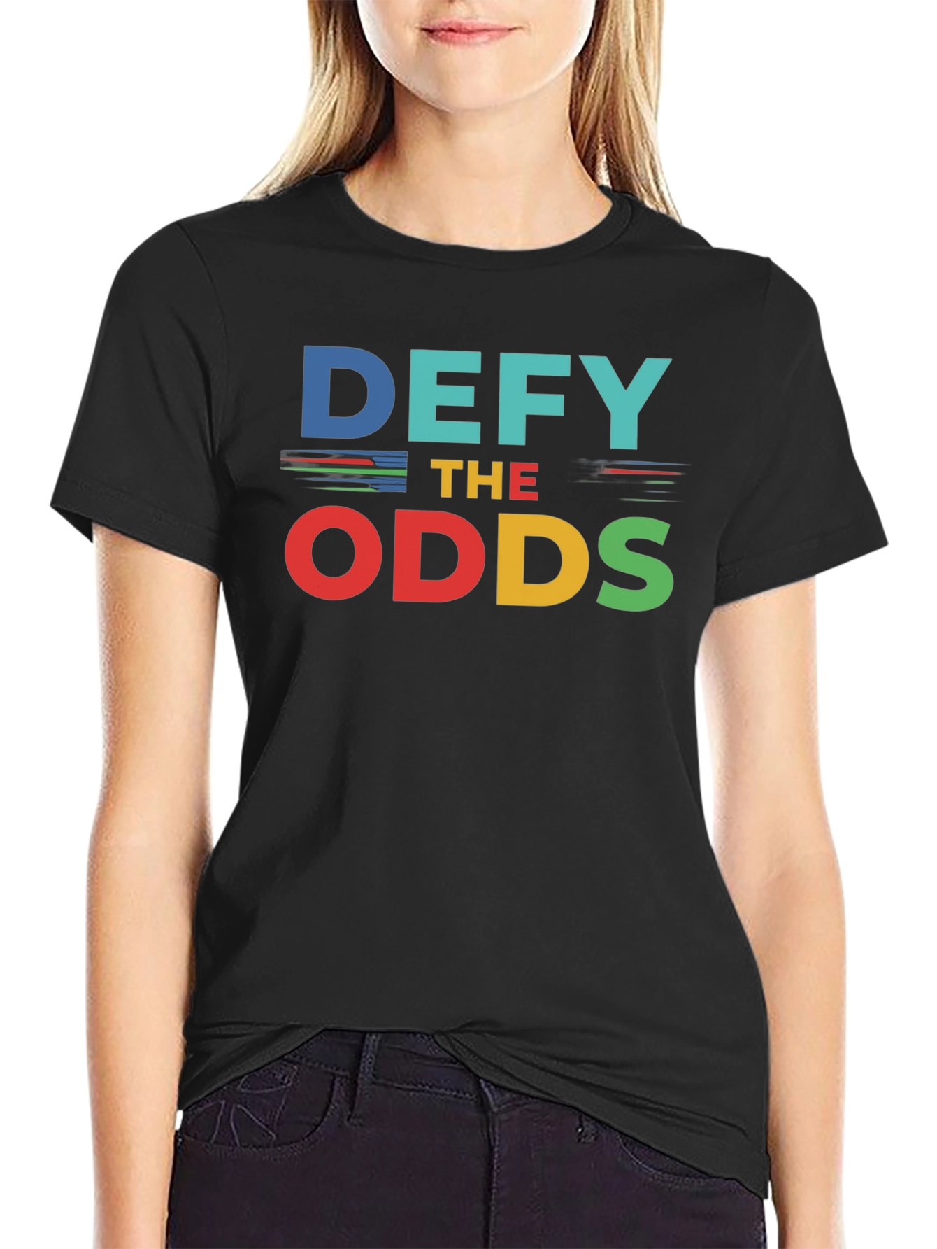 Black Defy the Odds Graphic Tee - Motivational Shirt view 2