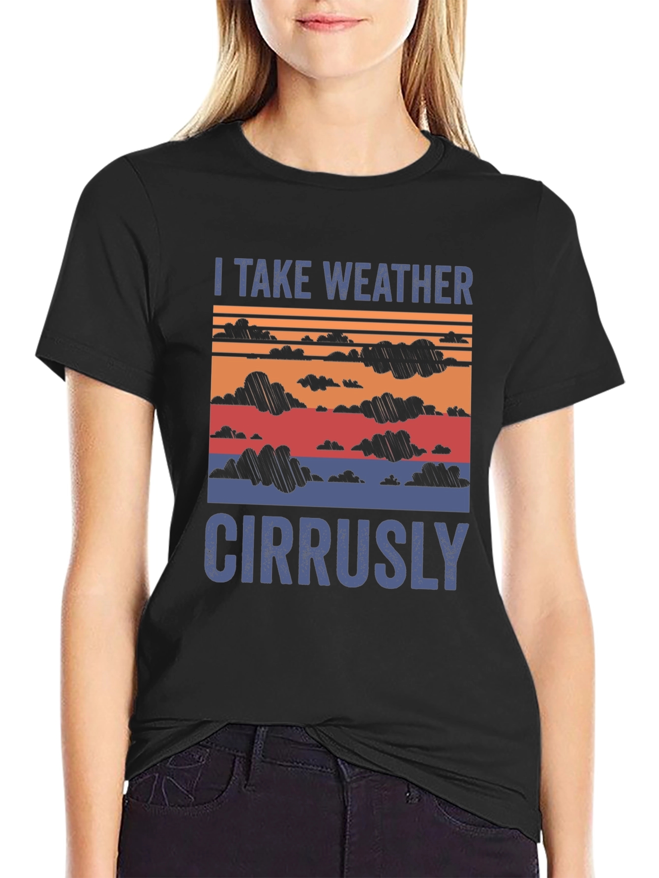 Black I Take Weather Cirrusly T-Shirt - Funny Weather Pun Tee view 2