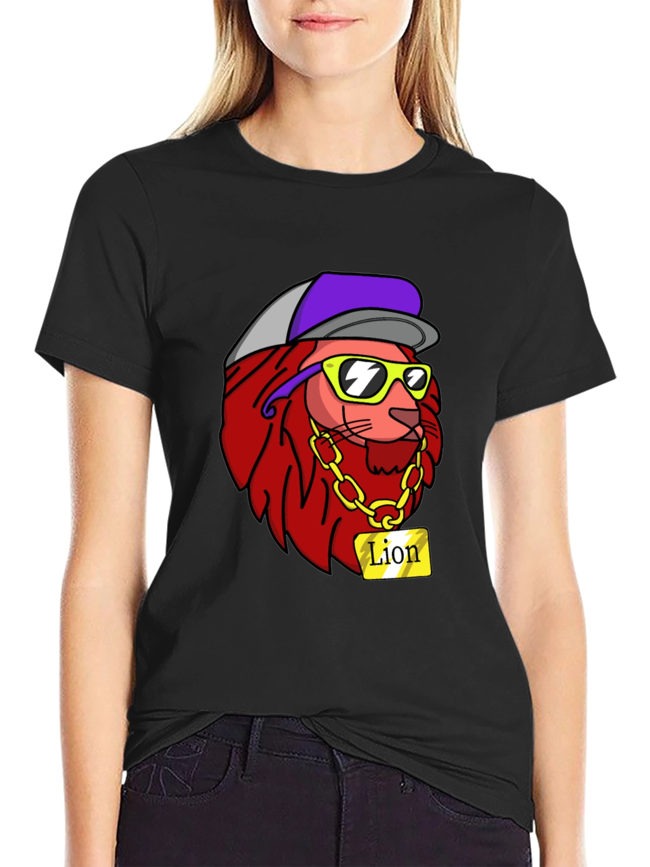 Black Cool Lion Graphic Tee - Streetwear Style view 2