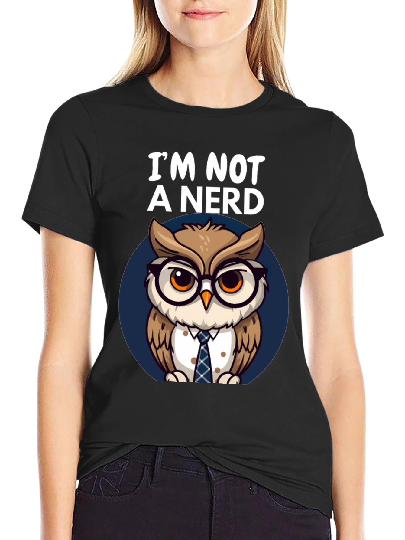 Black I'm Not A Nerd Owl T-Shirt view 2