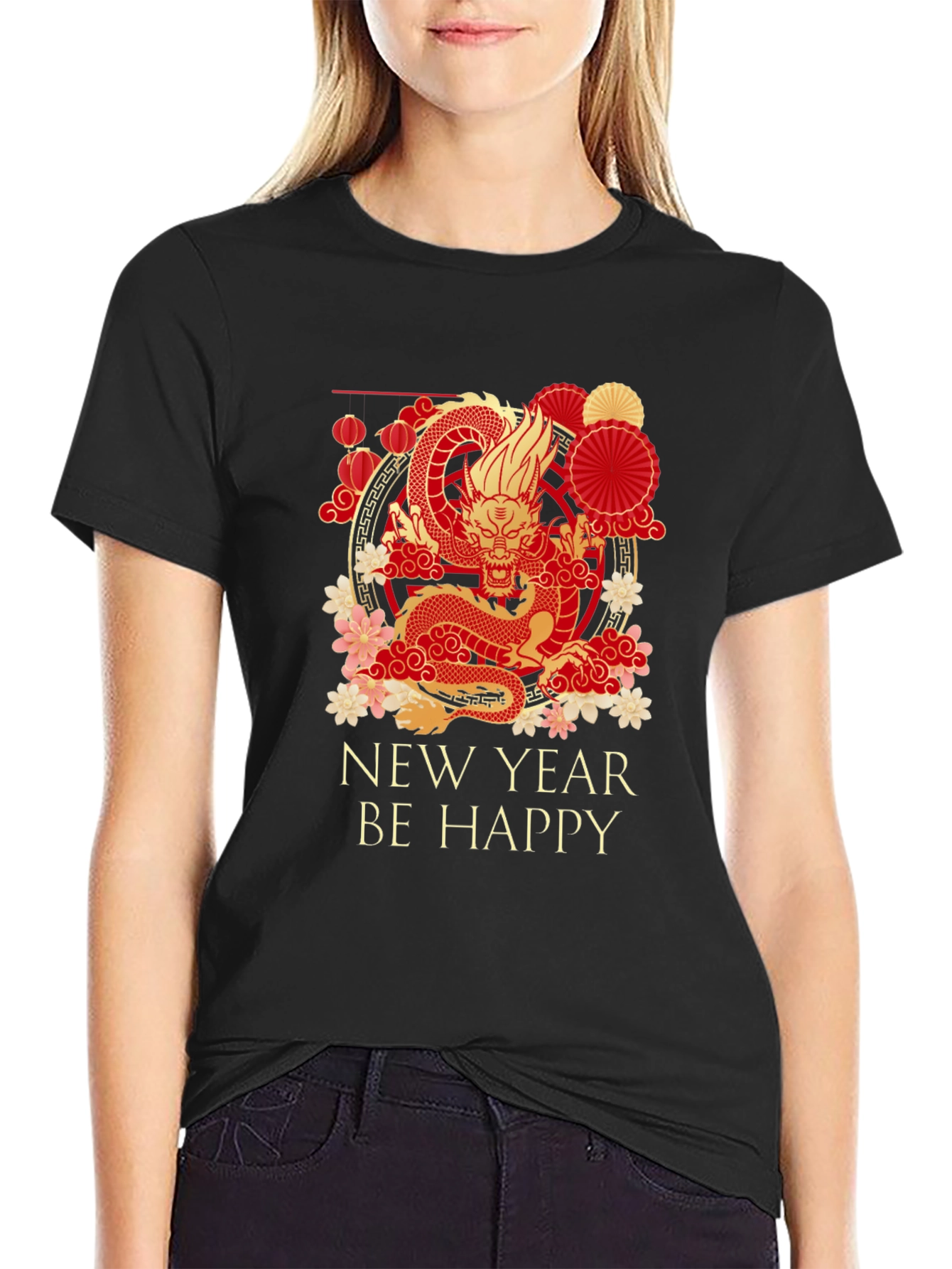 Black Chinese Dragon New Year T-Shirt view 2