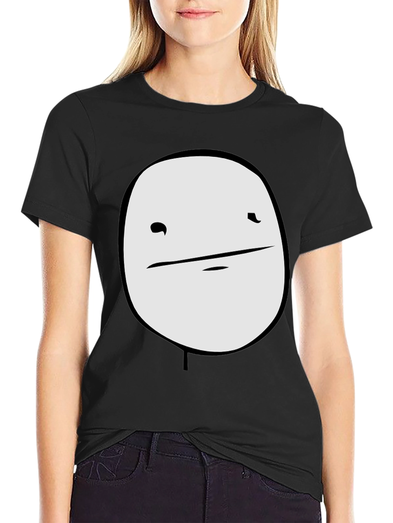 Black Men's Black Graphic T-Shirt - Meme Face Design view 2