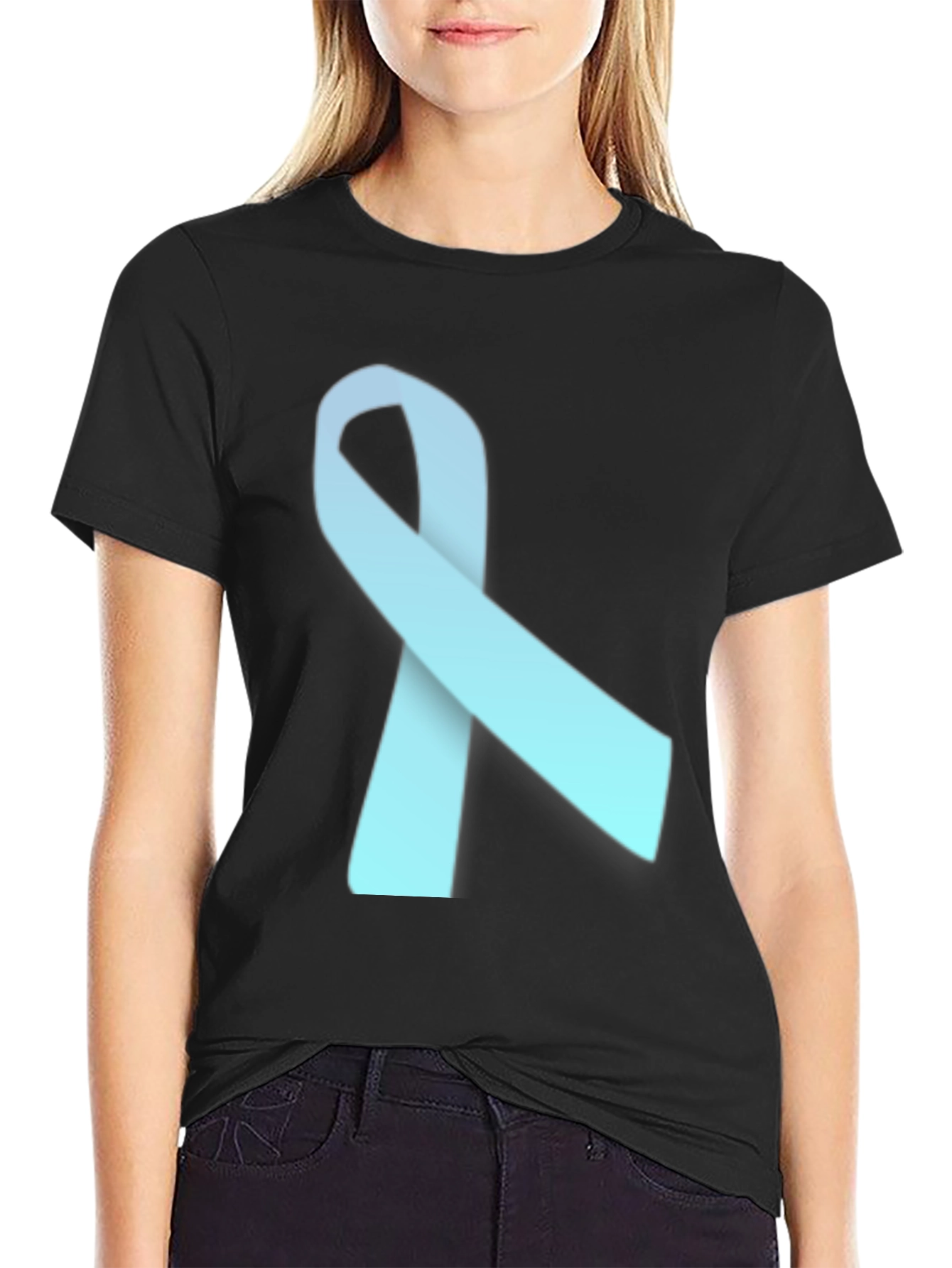 Black Awareness Ribbon T-Shirt - Soft Cotton Blend view 2