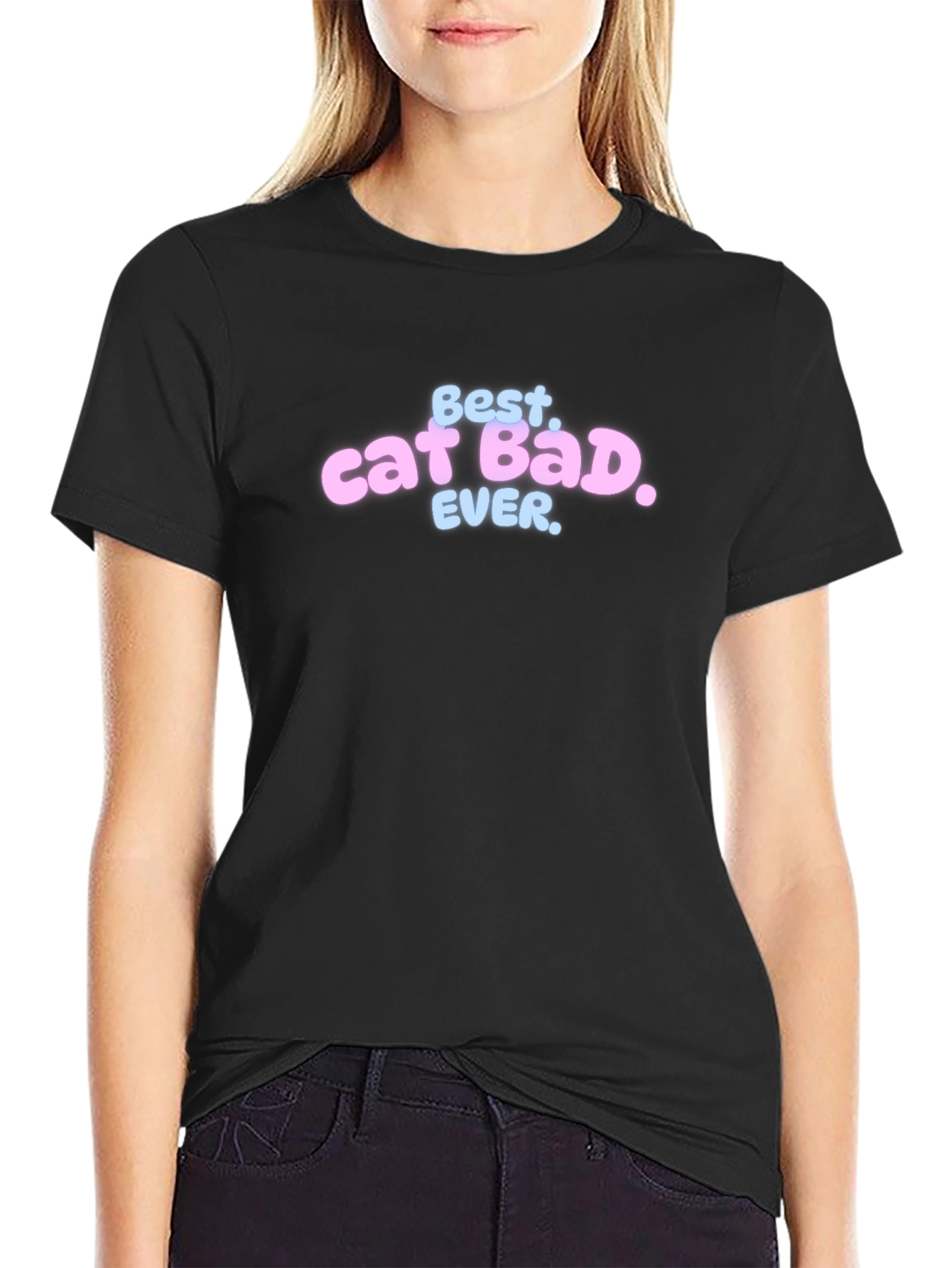Black Best Cat Dad Ever Black T-Shirt view 2