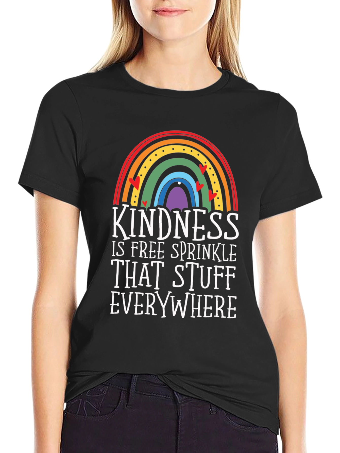 Black Kindness Rainbow Graphic Tee view 2