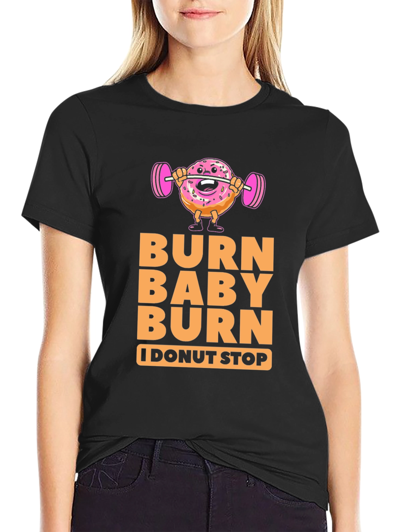 Black Burn Baby Burn Donut Workout T-Shirt view 2