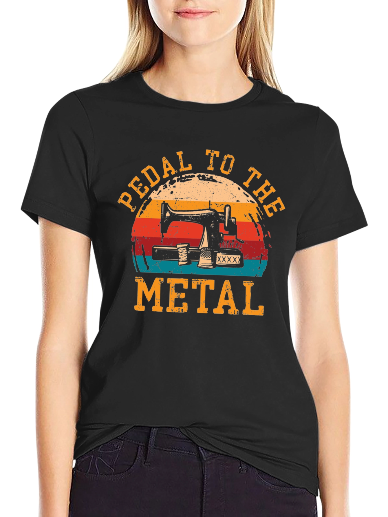 Black Pedal to the Metal Sewing T-Shirt view 2