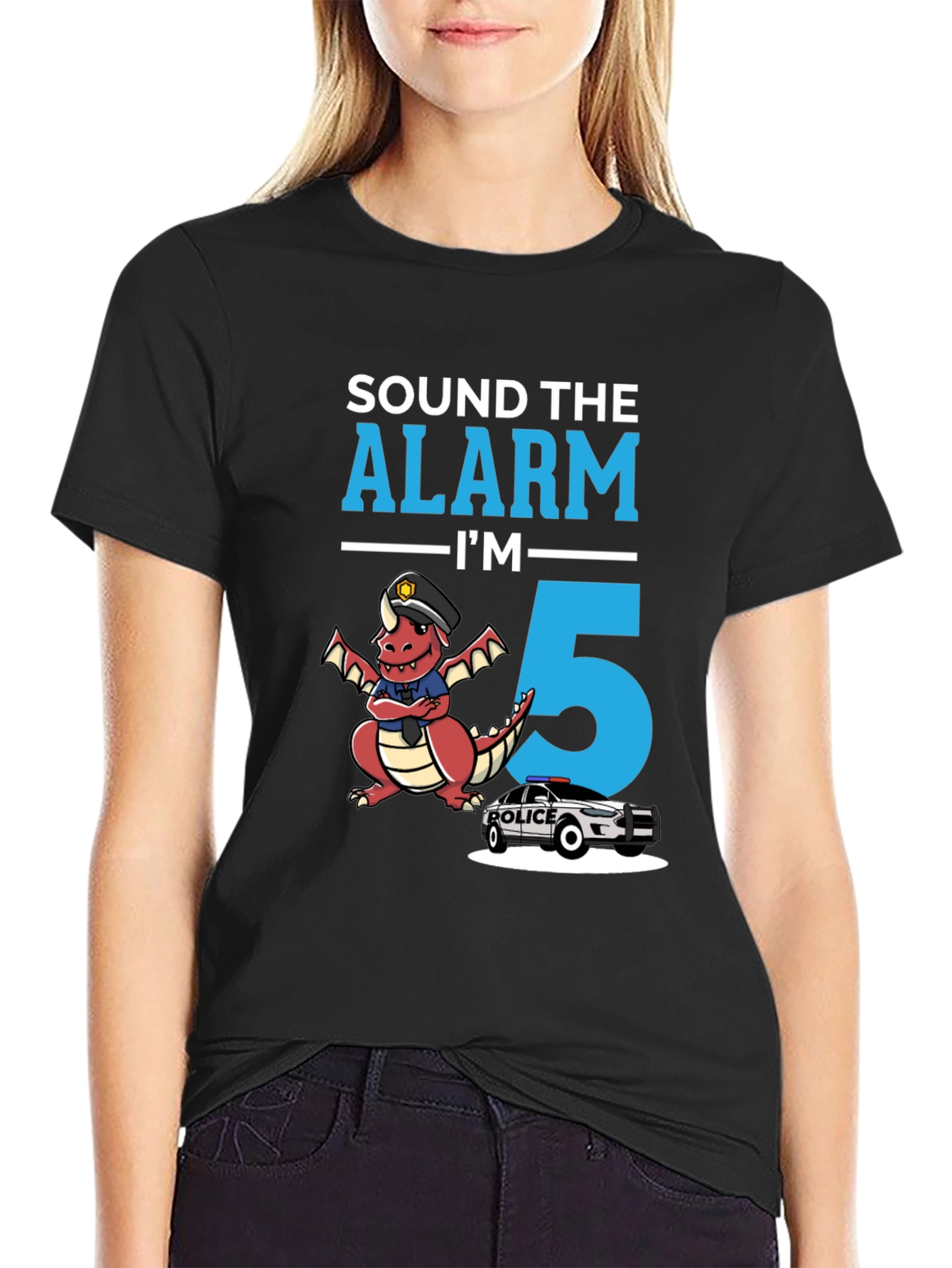 Black Sound the Alarm I'm 5 T-Shirt view 2