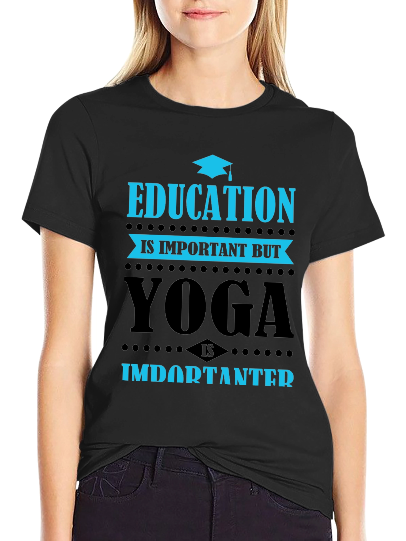Black Yoga Is Importanter T-Shirt view 2
