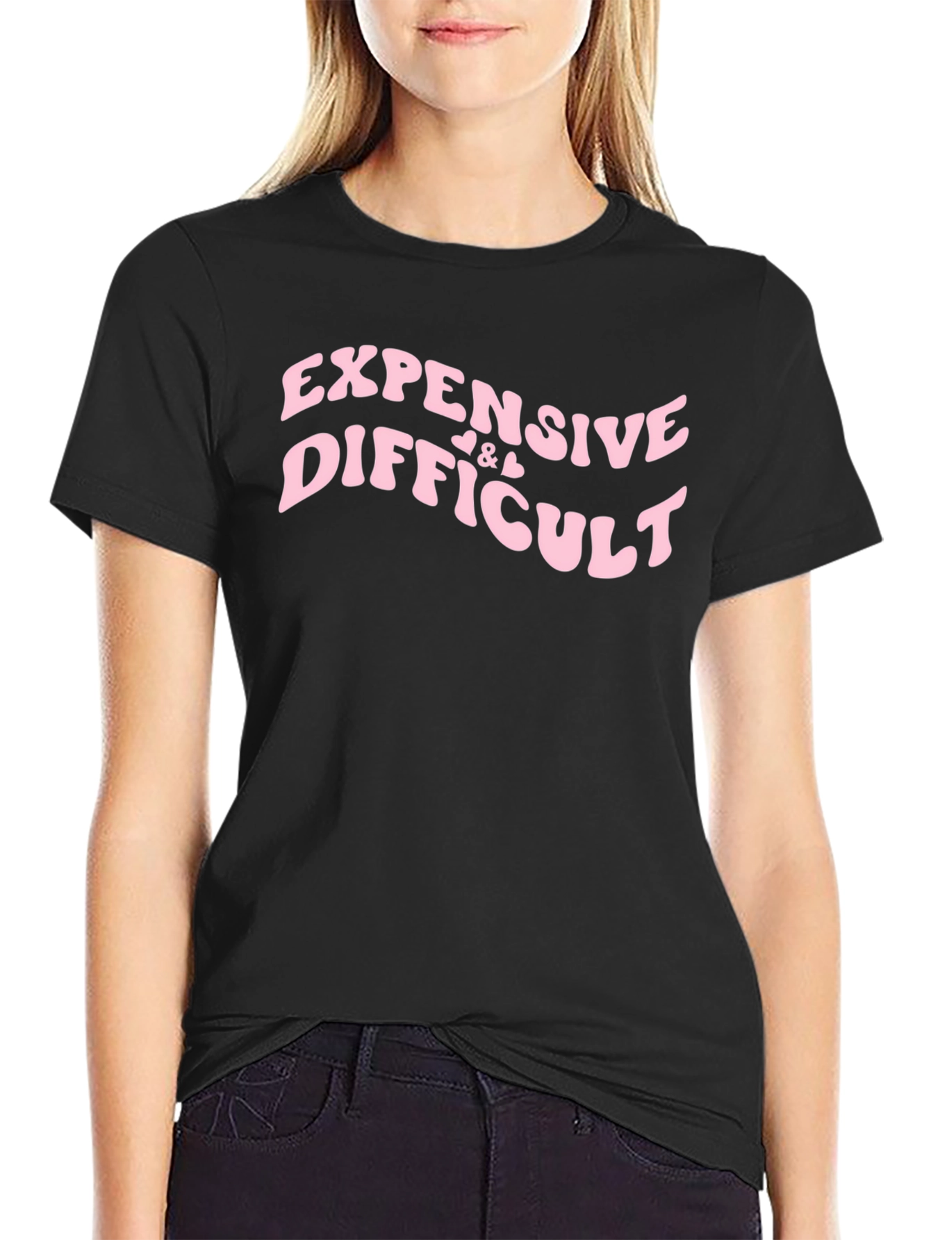 Black Expensive & Difficult Black Graphic Tee Shirt view 2