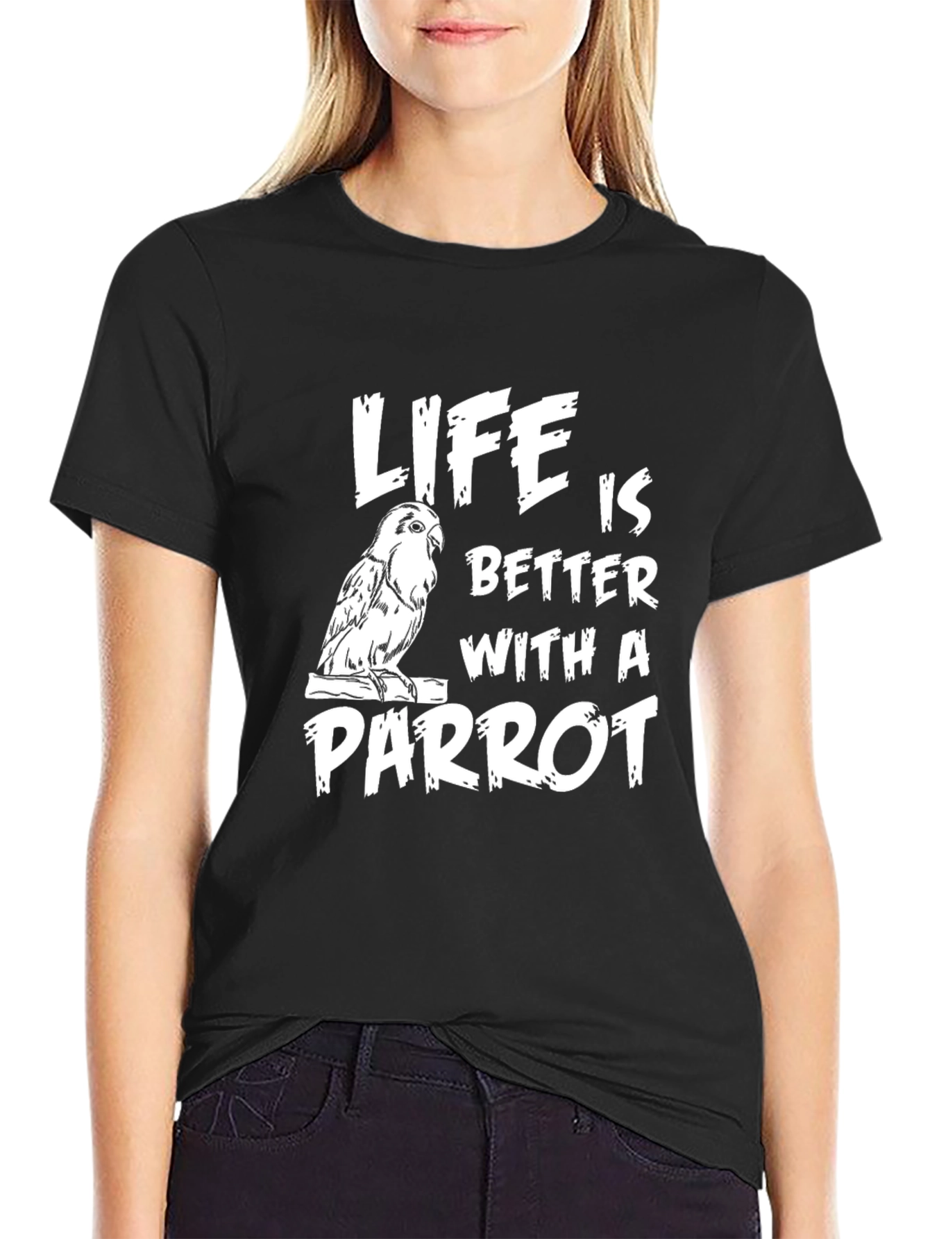 Black Life is Better With a Parrot Black T-Shirt view 2