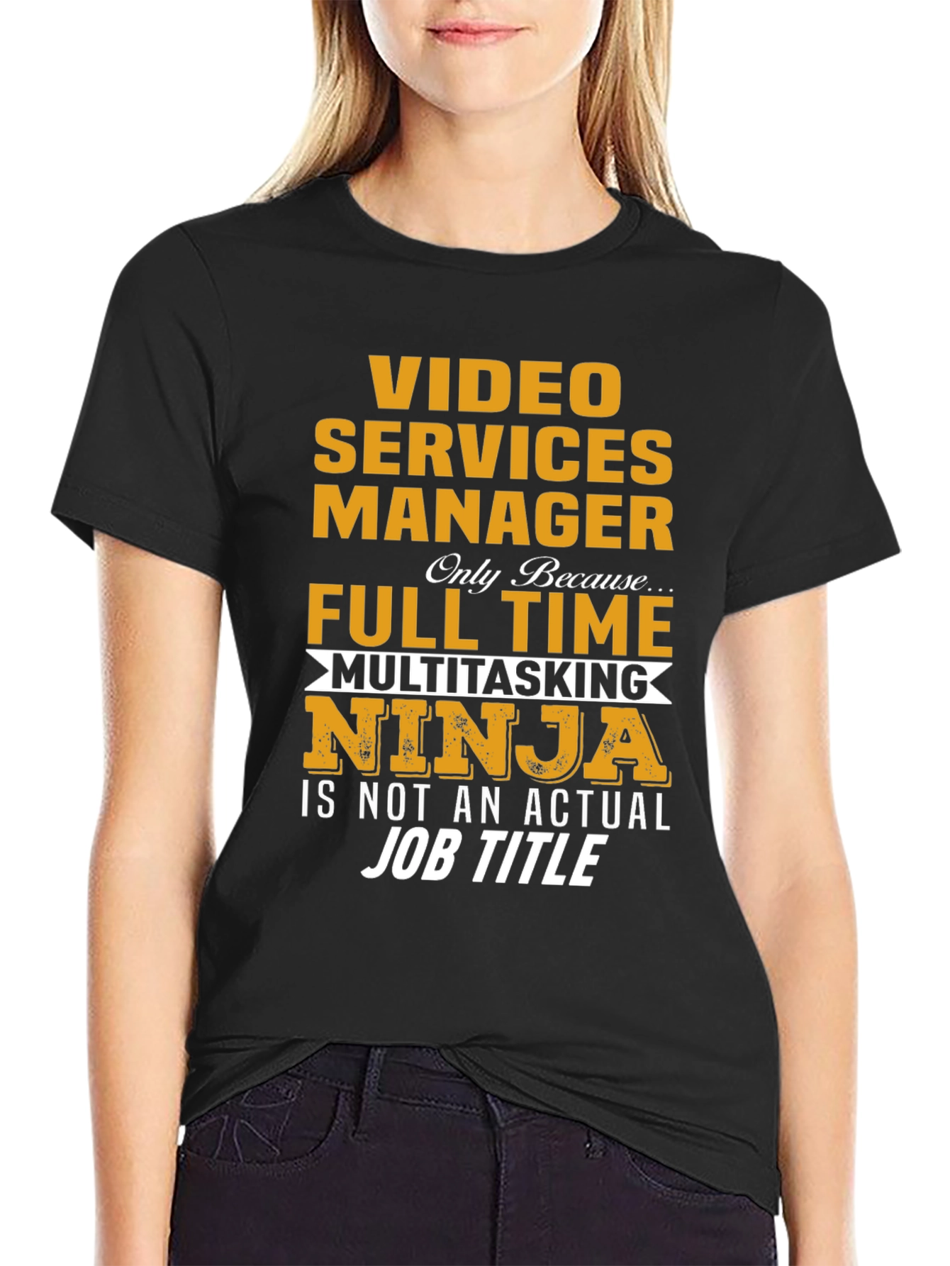 Black Video Services Manager Multitasking Ninja T-Shirt view 2
