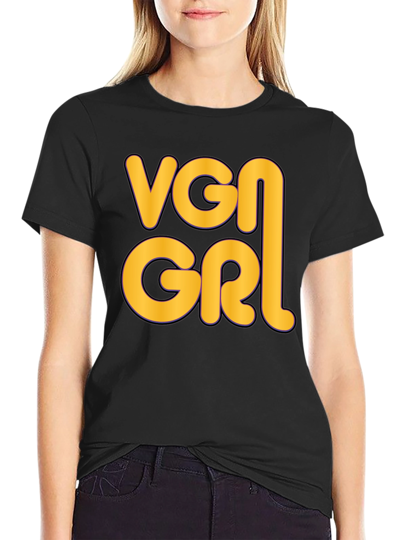 Black VGN GRL Graphic T-Shirt - Unique Design, Casual Wear view 2