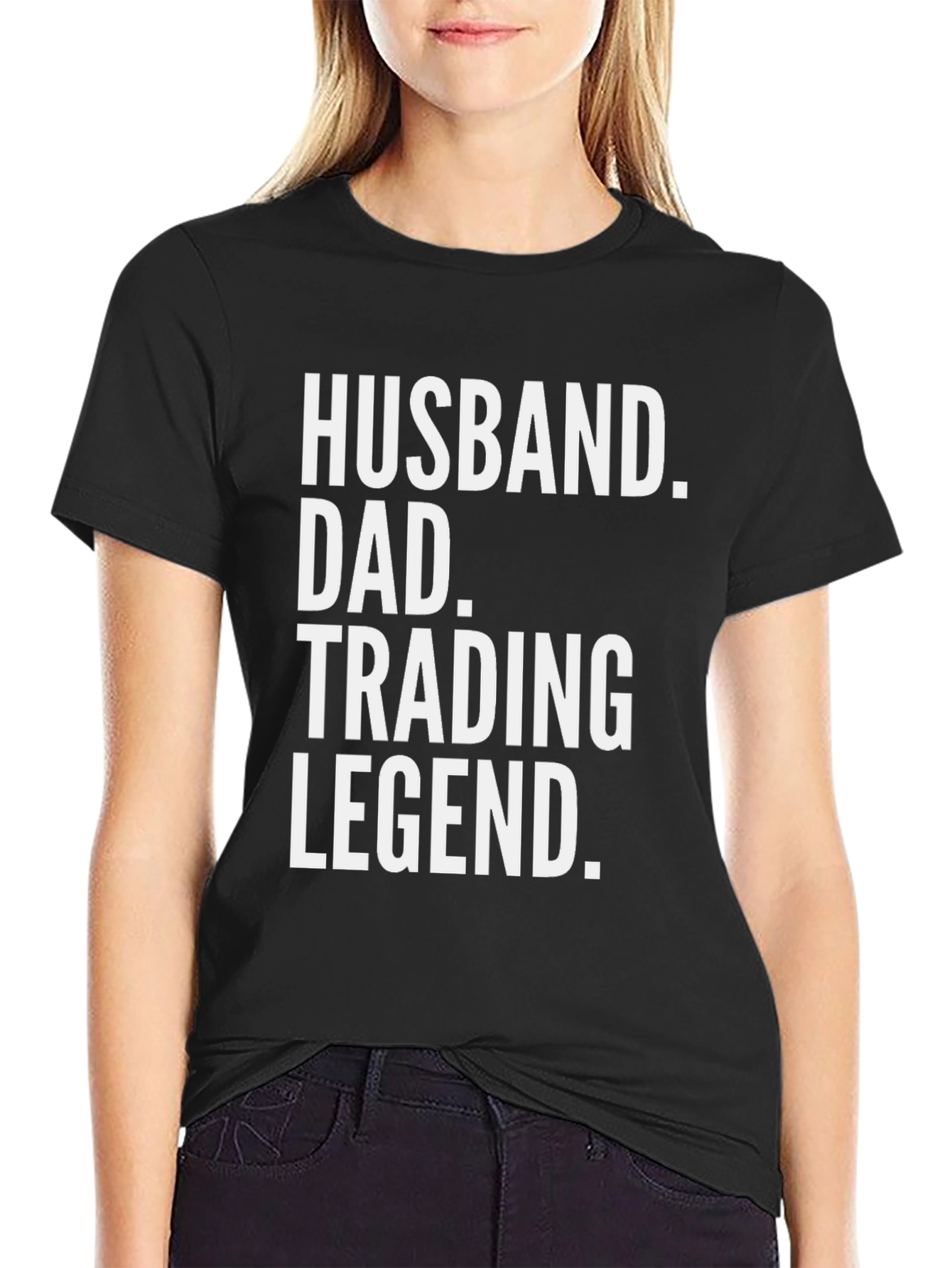 Black Husband Dad Trading Legend T-Shirt view 2