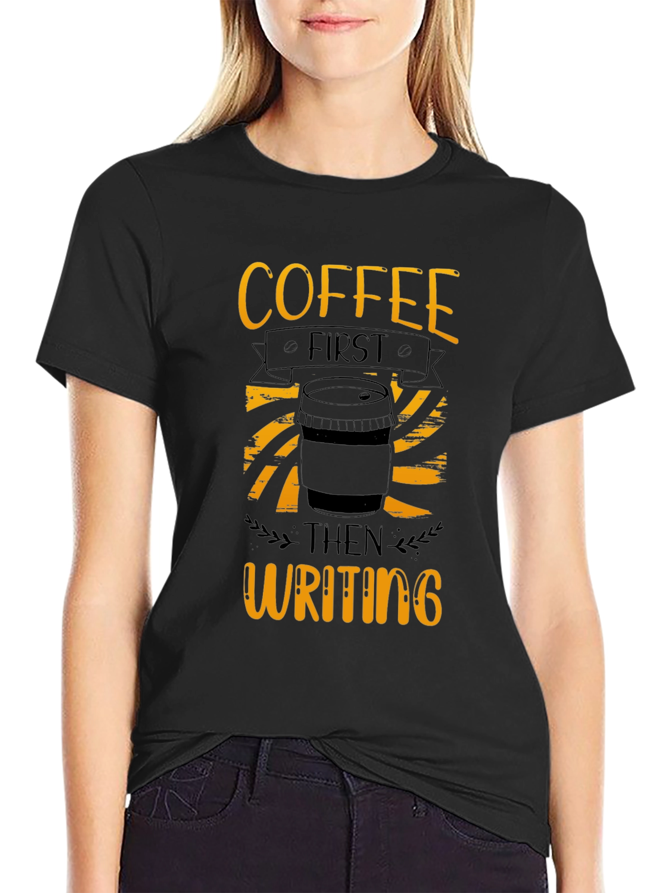 Black Coffee First Writing T-Shirt - Black view 2