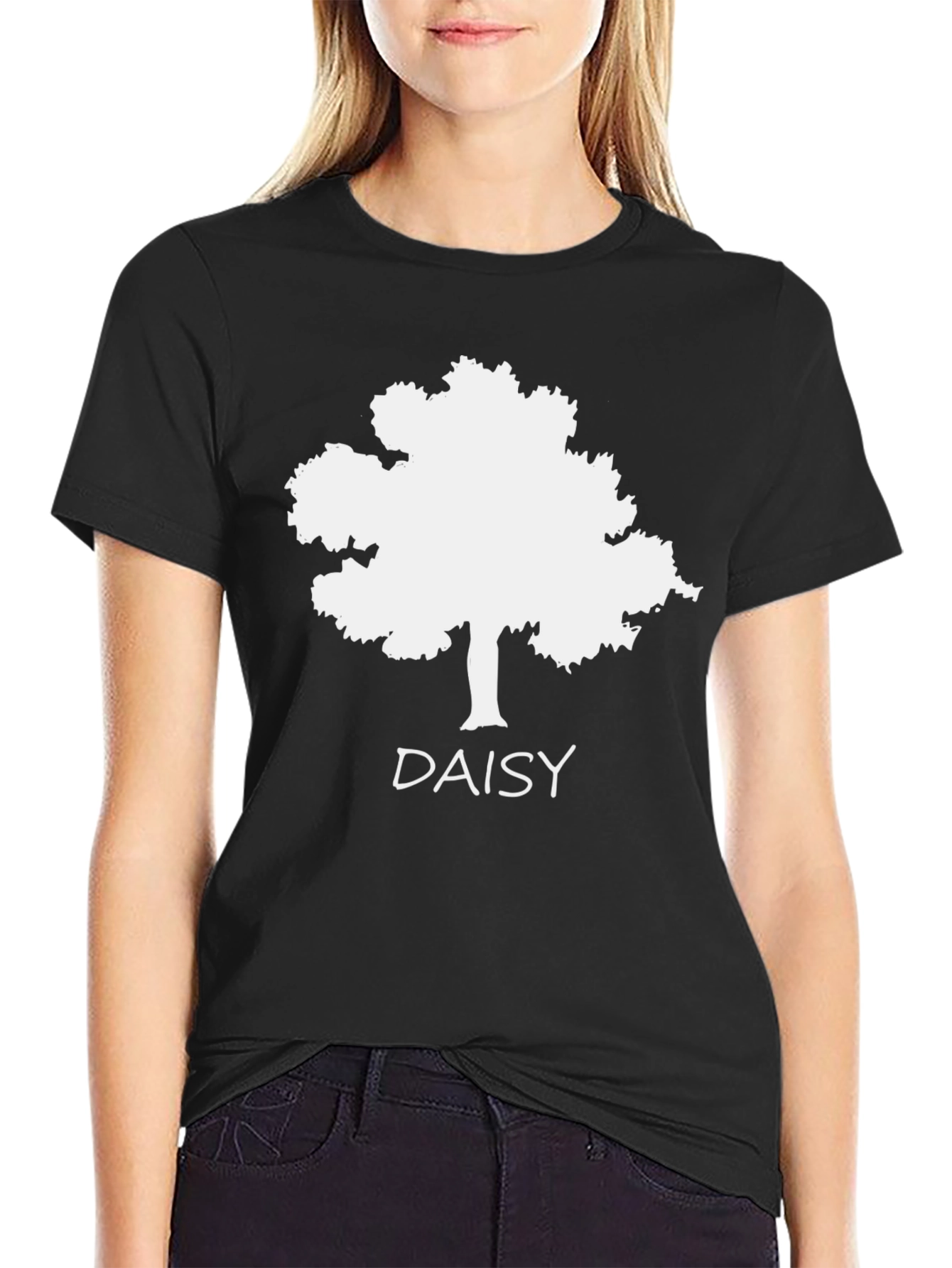 Black Daisy Tree Graphic T-Shirt - Nature Inspired Tee view 2