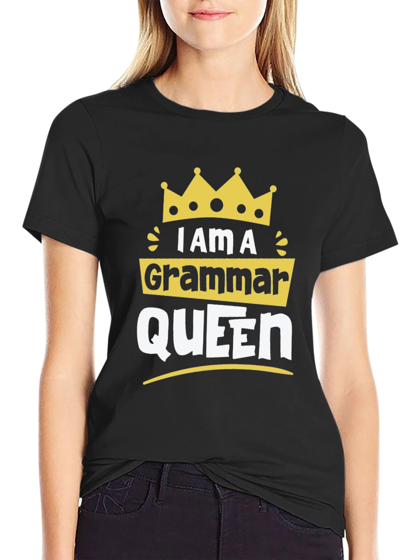 Black I Am A Grammar Queen Graphic T-Shirt view 2