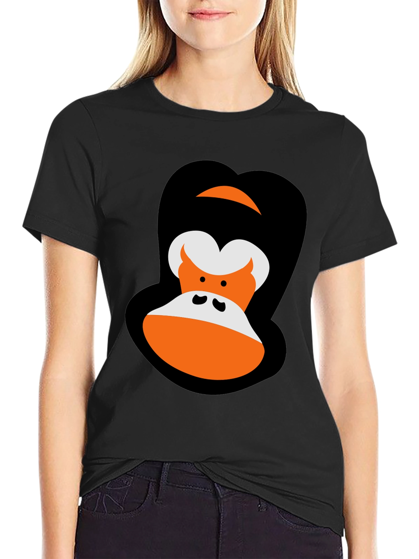 Black Cartoon Gorilla Graphic Tee - Black view 2