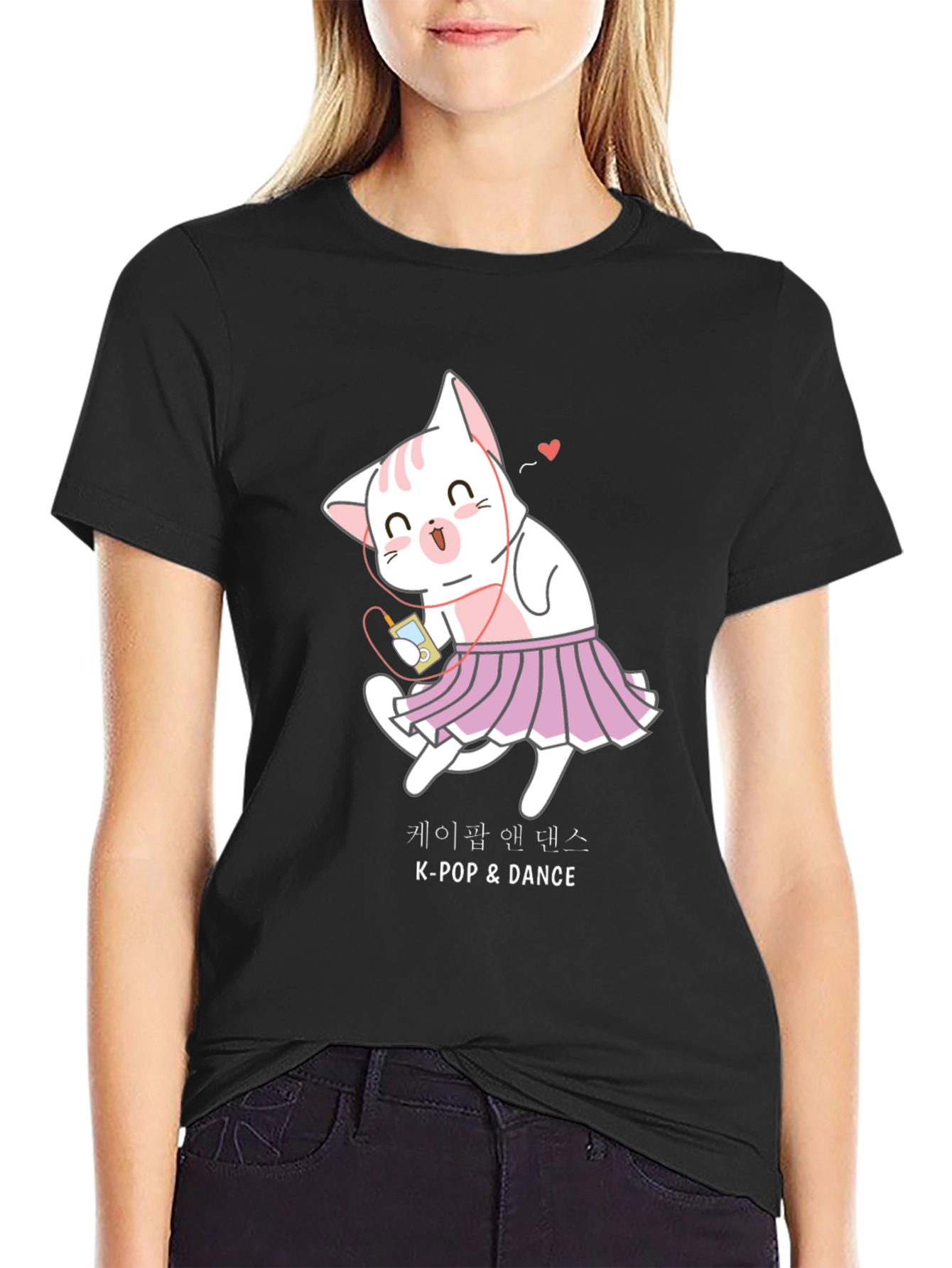 Black K-Pop Dance Cat T-Shirt view 2