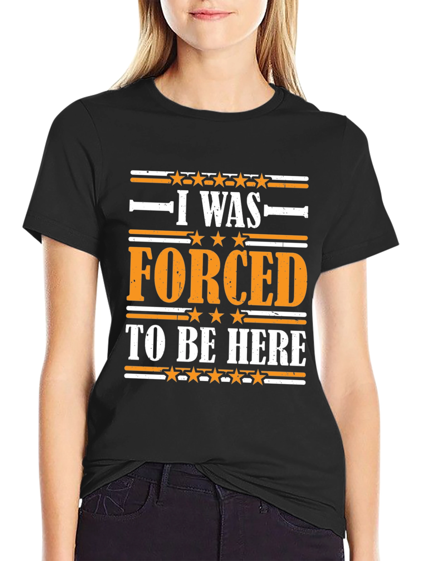 Black Funny 'I Was Forced to Be Here' Graphic T-Shirt view 2