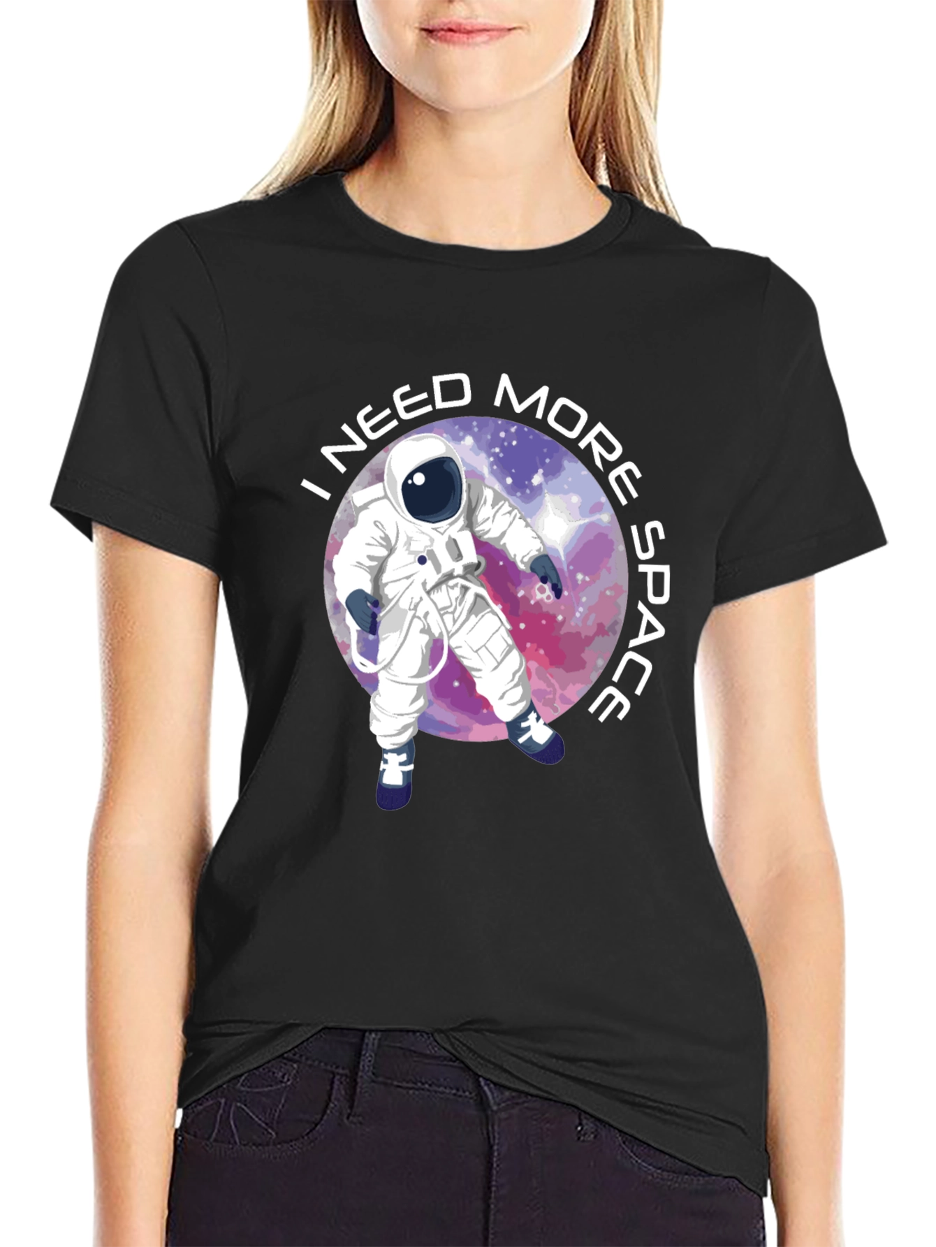 Black I Need More Space T-Shirt - Astronaut Design view 2