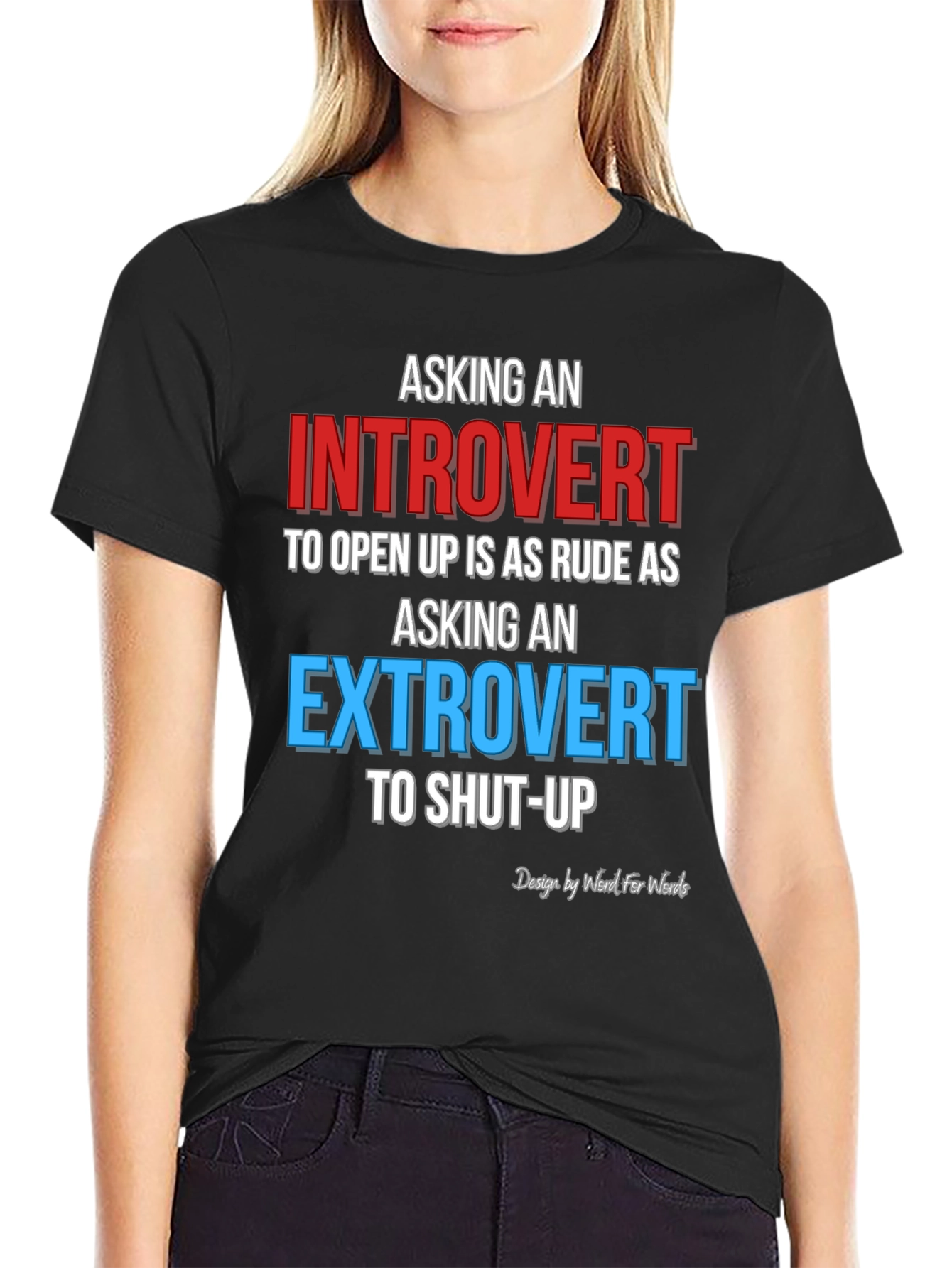 Black Introvert Extrovert Funny T-Shirt view 2