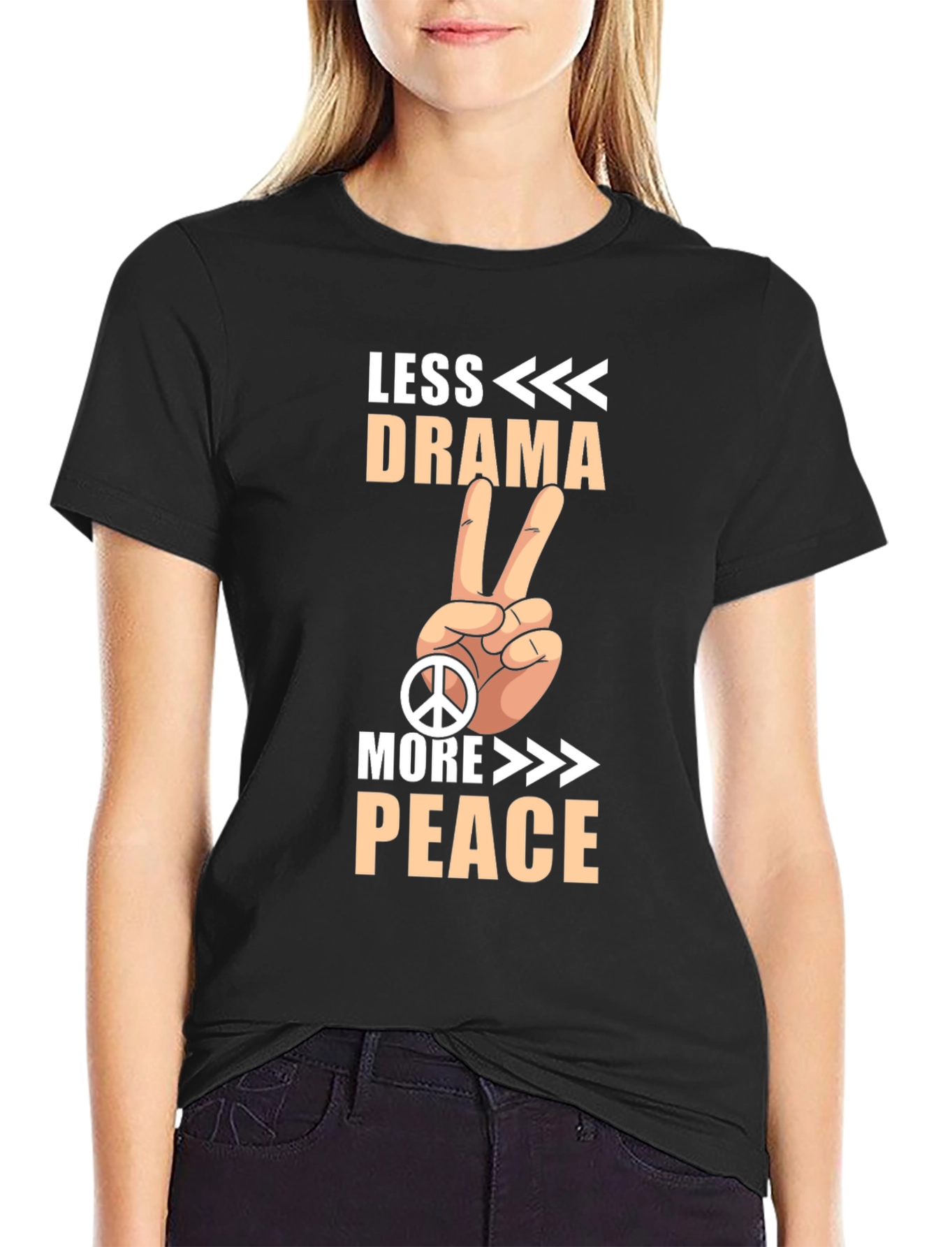 Black Less Drama More Peace Graphic Tee view 2