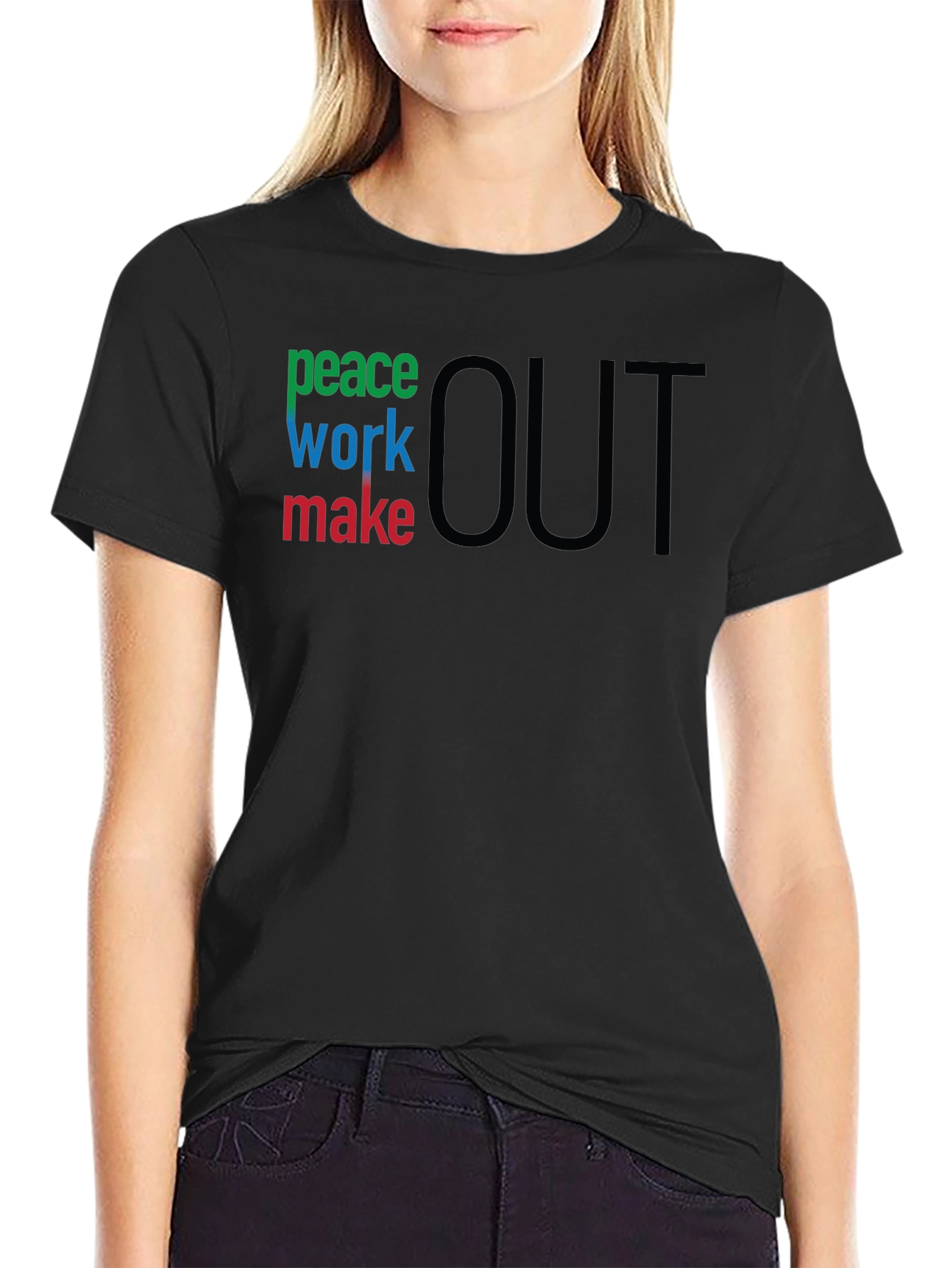 Black Peace Work Make Out T-Shirt - Stylish Graphic Tee view 2