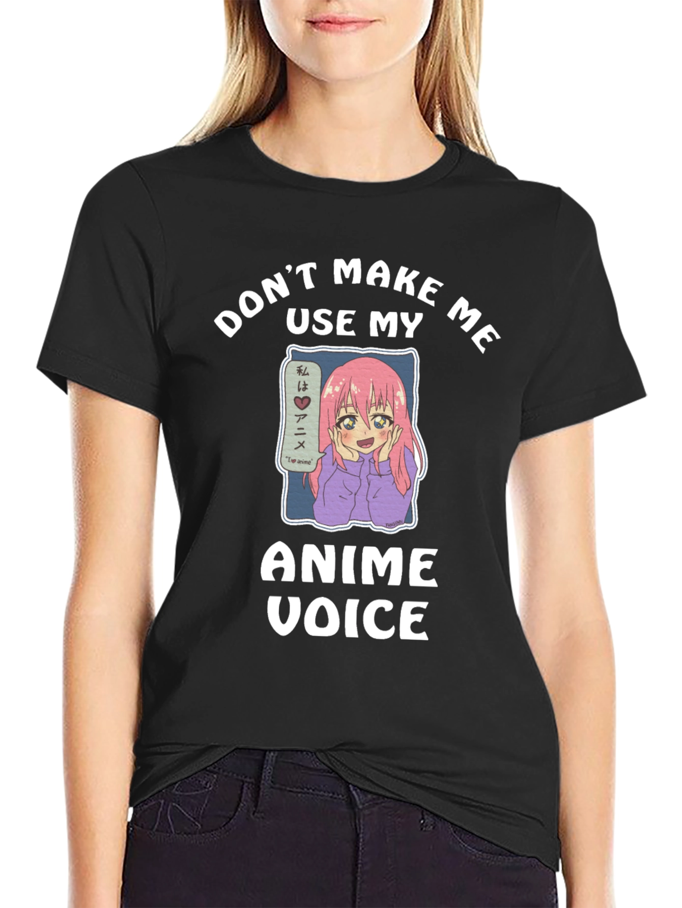 Black Anime Voice T-Shirt - Don't Make Me Use My Anime Voice view 2