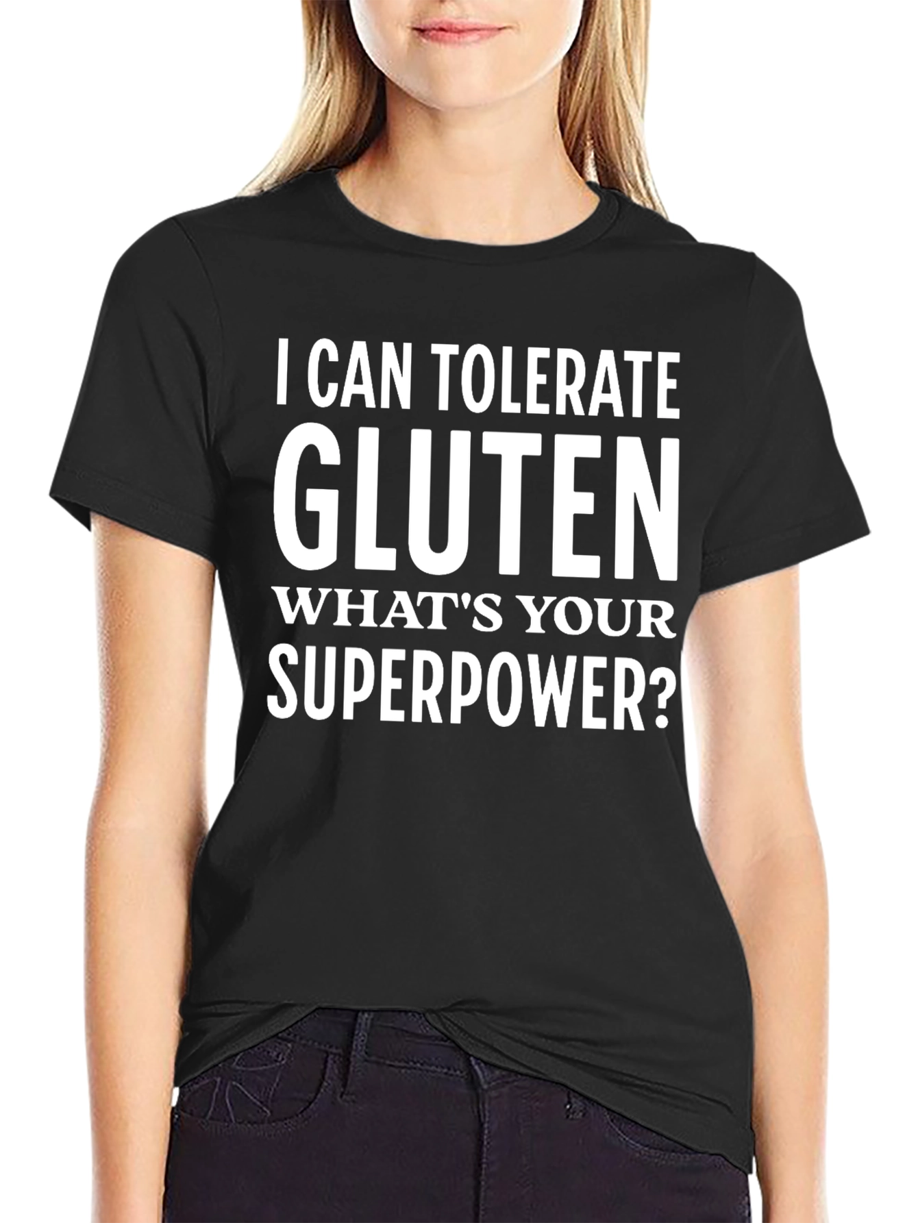 Black I Can Tolerate Gluten Graphic T-Shirt view 2