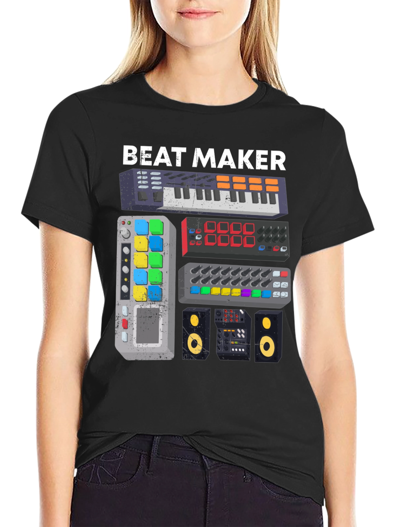 Black Beat Maker Graphic Tee - Music Producer Shirt view 2