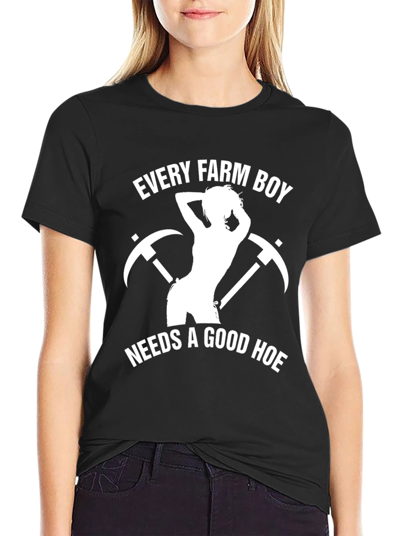 Black Every Farm Boy Needs A Good Hoe T-Shirt view 2