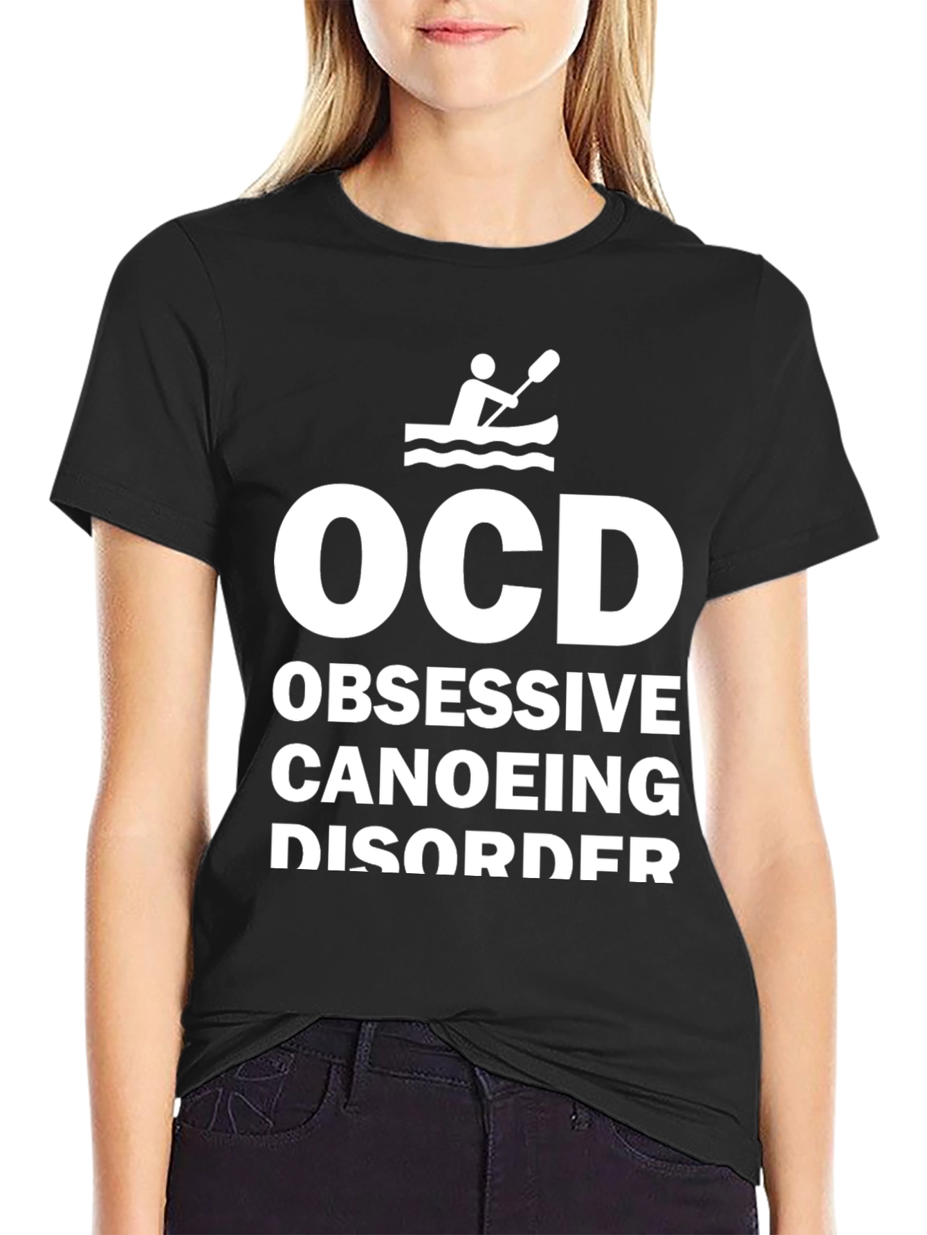 Black OCD Obsessive Canoeing Disorder Novelty T-Shirt view 2