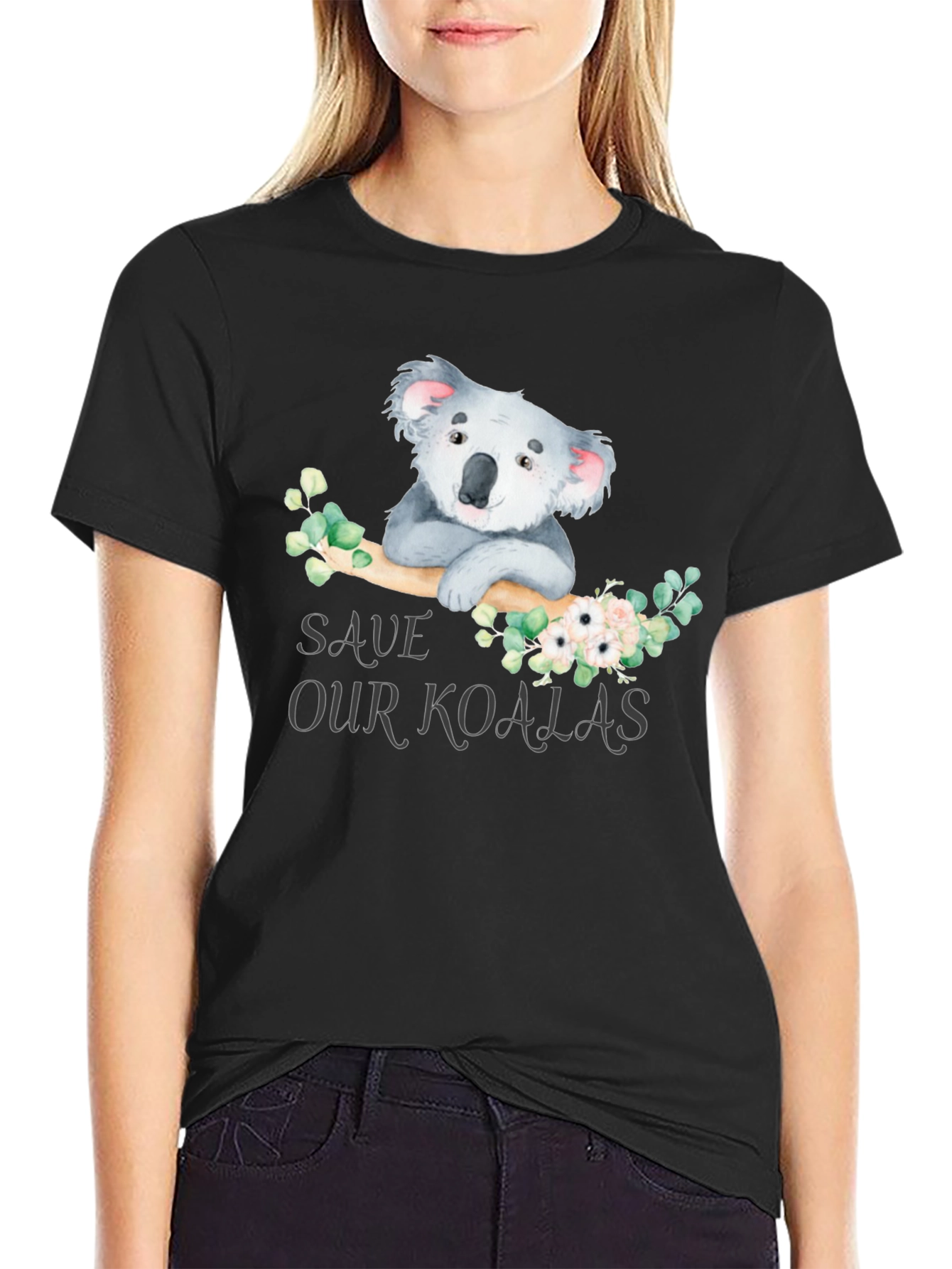 Black Save Our Koalas Graphic T-Shirt view 2