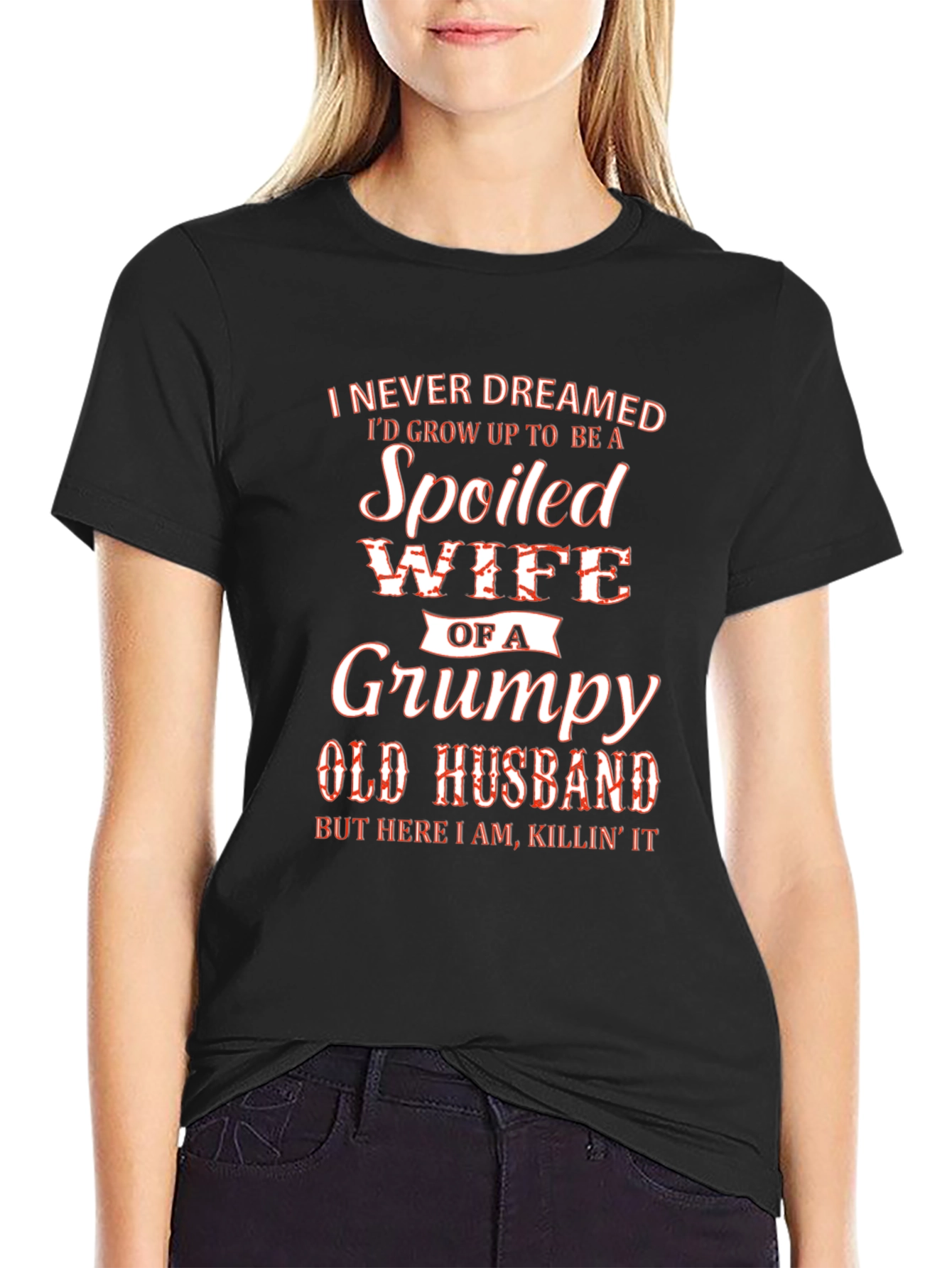 Black Spoiled Wife of Grumpy Husband T-Shirt view 2