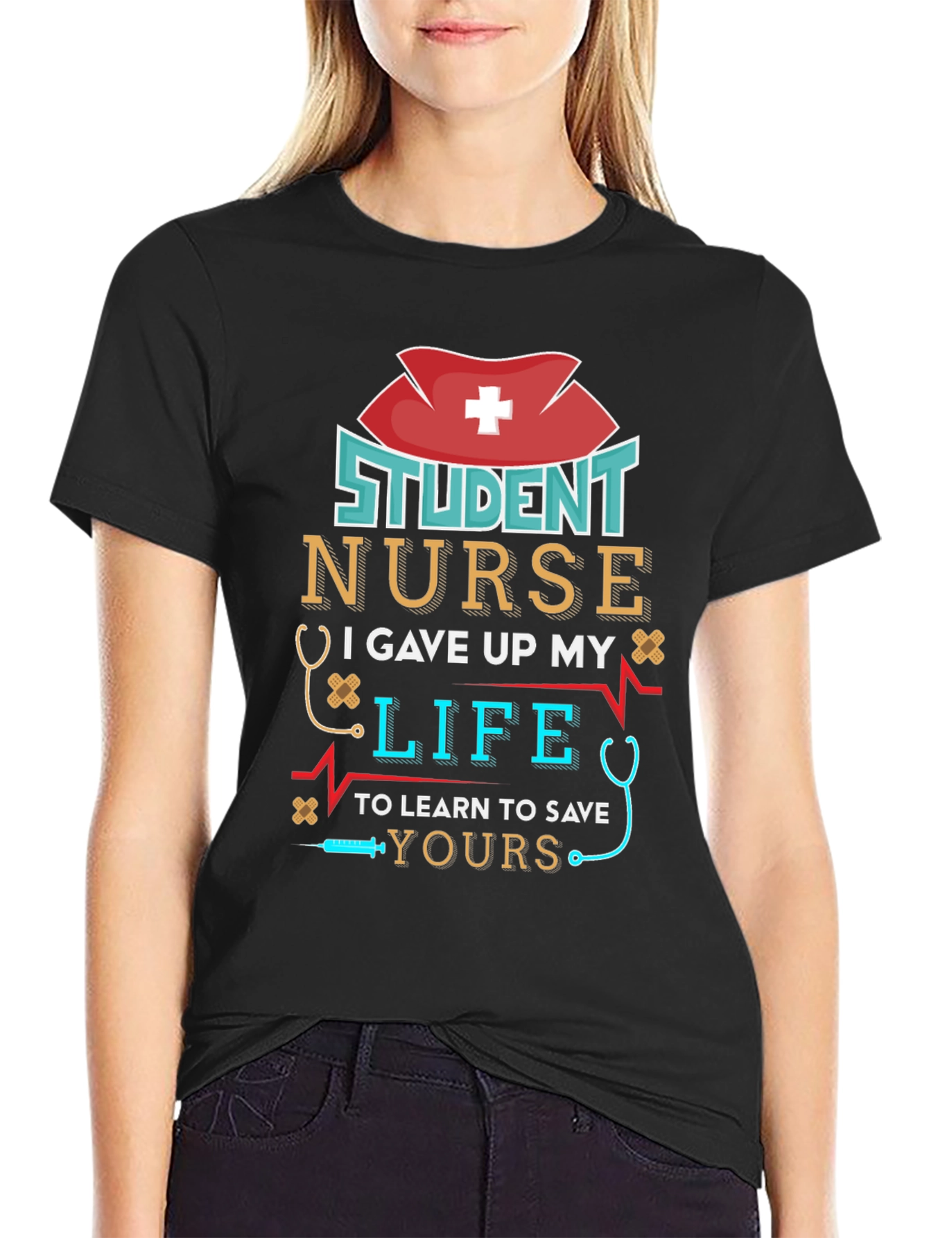Black Student Nurse T-Shirt - I Gave Up My Life To Save Yours view 2