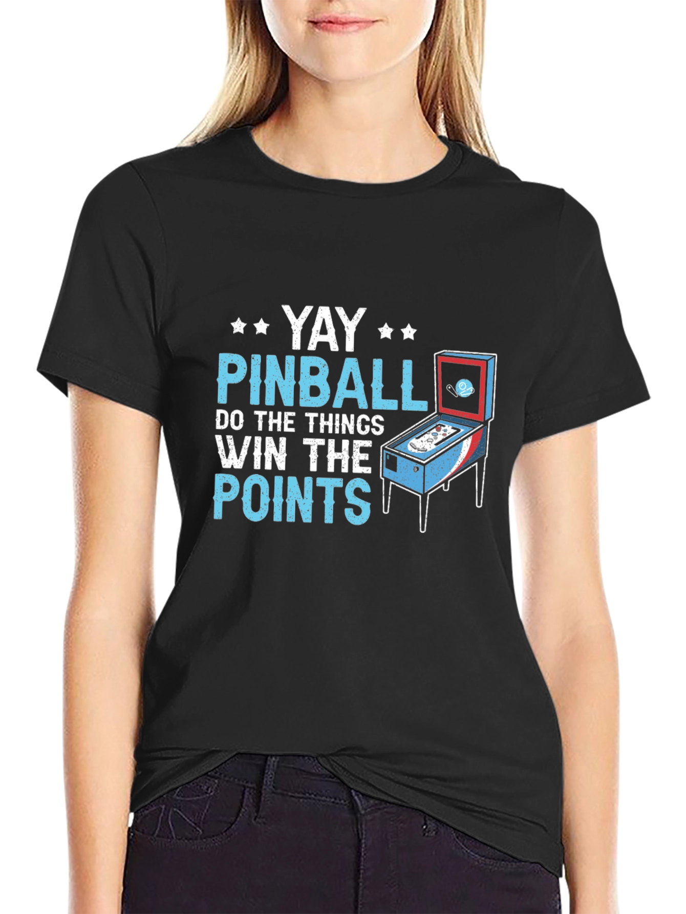 Black Yay Pinball Graphic Tee - Do the Things, Win the Points view 2