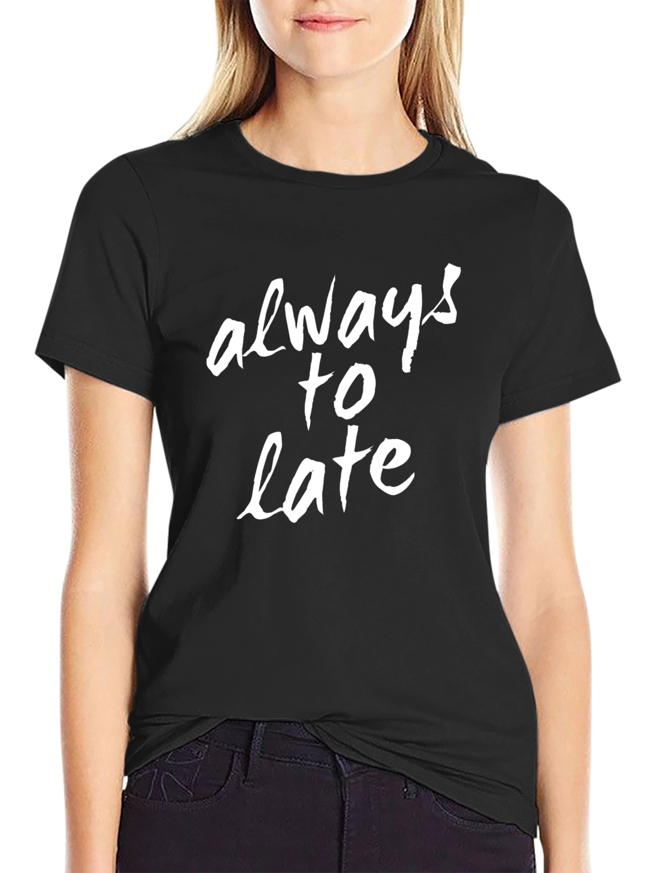 Black Always Too Late Graphic Tee - Black Casual Shirt view 2