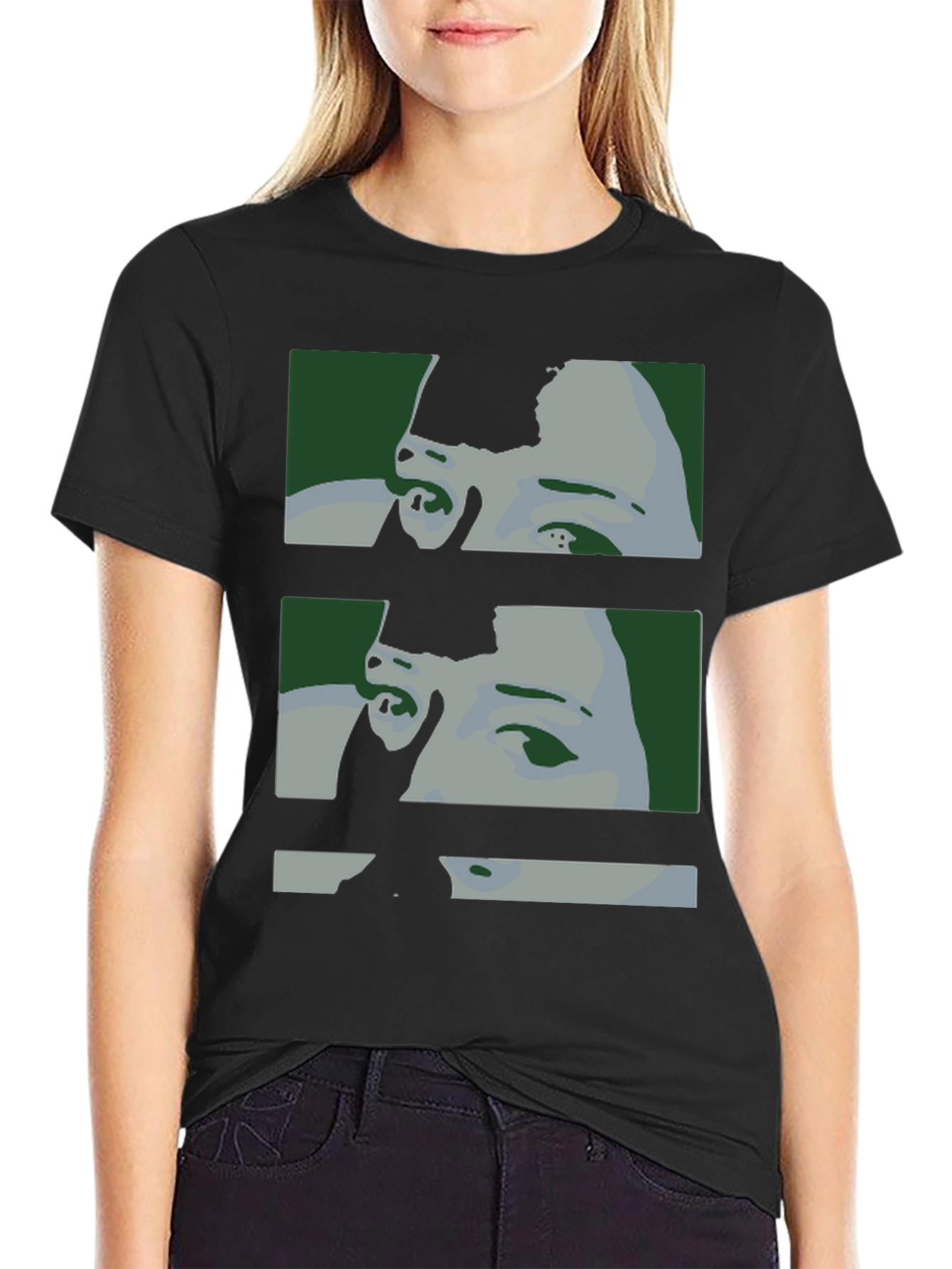Black Abstract Face Graphic Tee - Black view 2