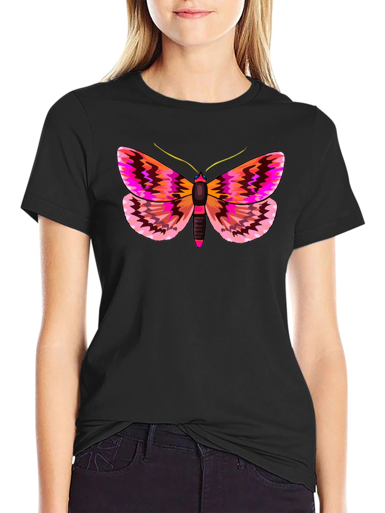 Black Moth Graphic T-Shirt - Unique Butterfly Tee view 2