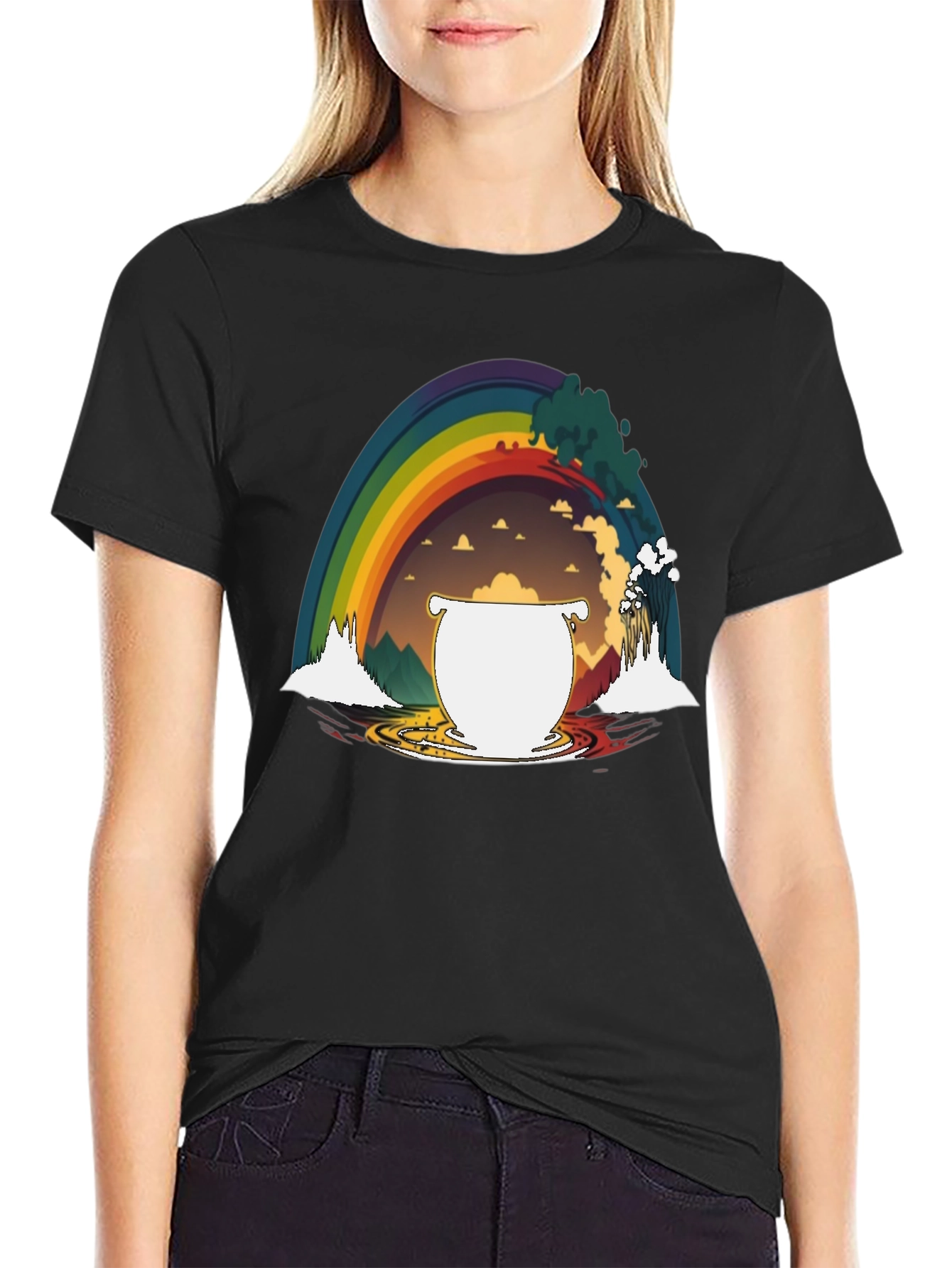 Black Rainbow's End Graphic T-Shirt view 2