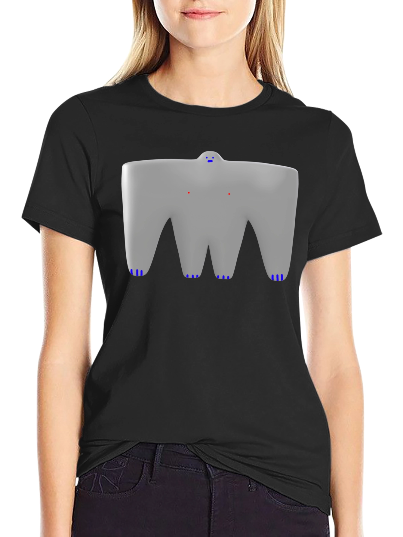 Black Abstract Character Graphic Tee - Modern Art T-Shirt view 2