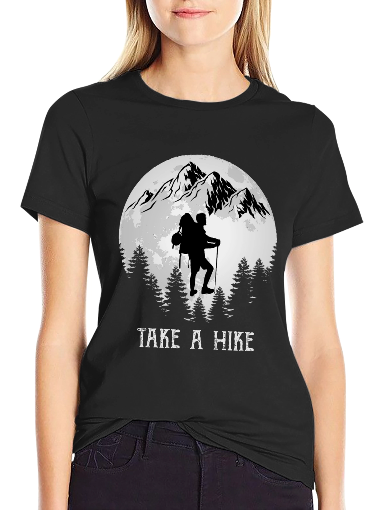 Black Take a Hike Tee: Mountain Adventure T-Shirt view 2