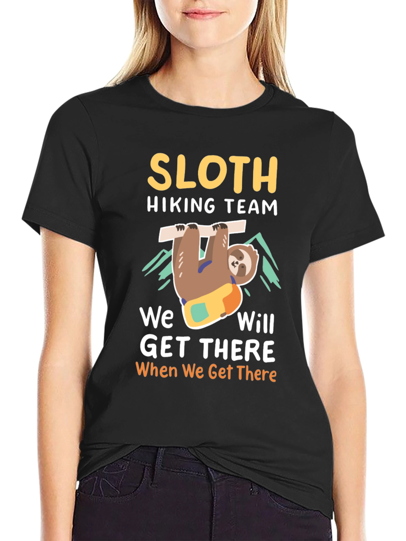 Black Sloth Hiking Team T-Shirt - Funny Adventure Tee view 2